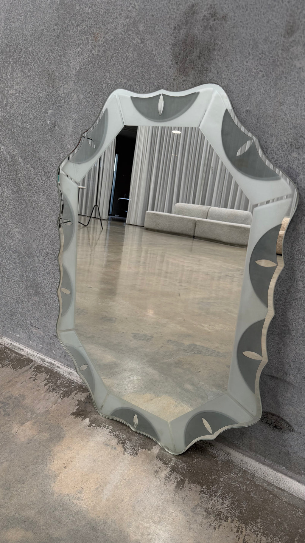 Mid-Century Italian Scalloped Glass Mirror
