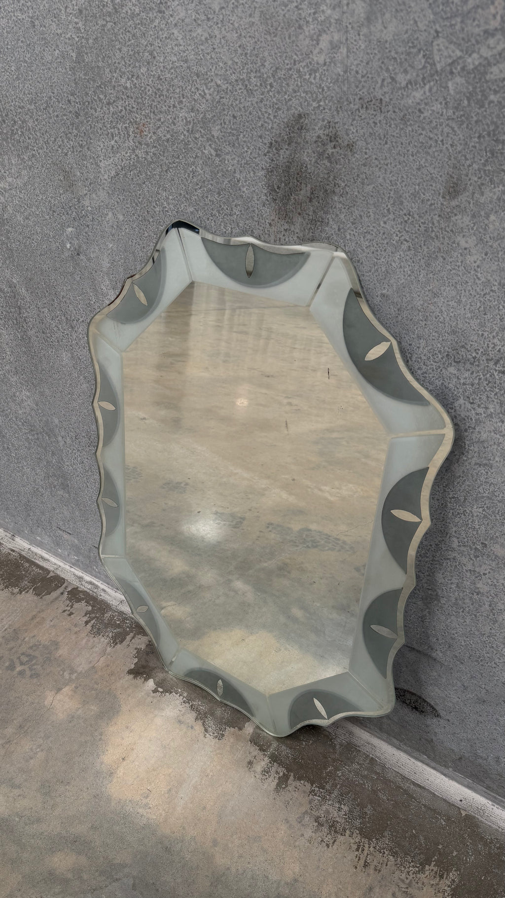 Mid-Century Italian Scalloped Glass Mirror