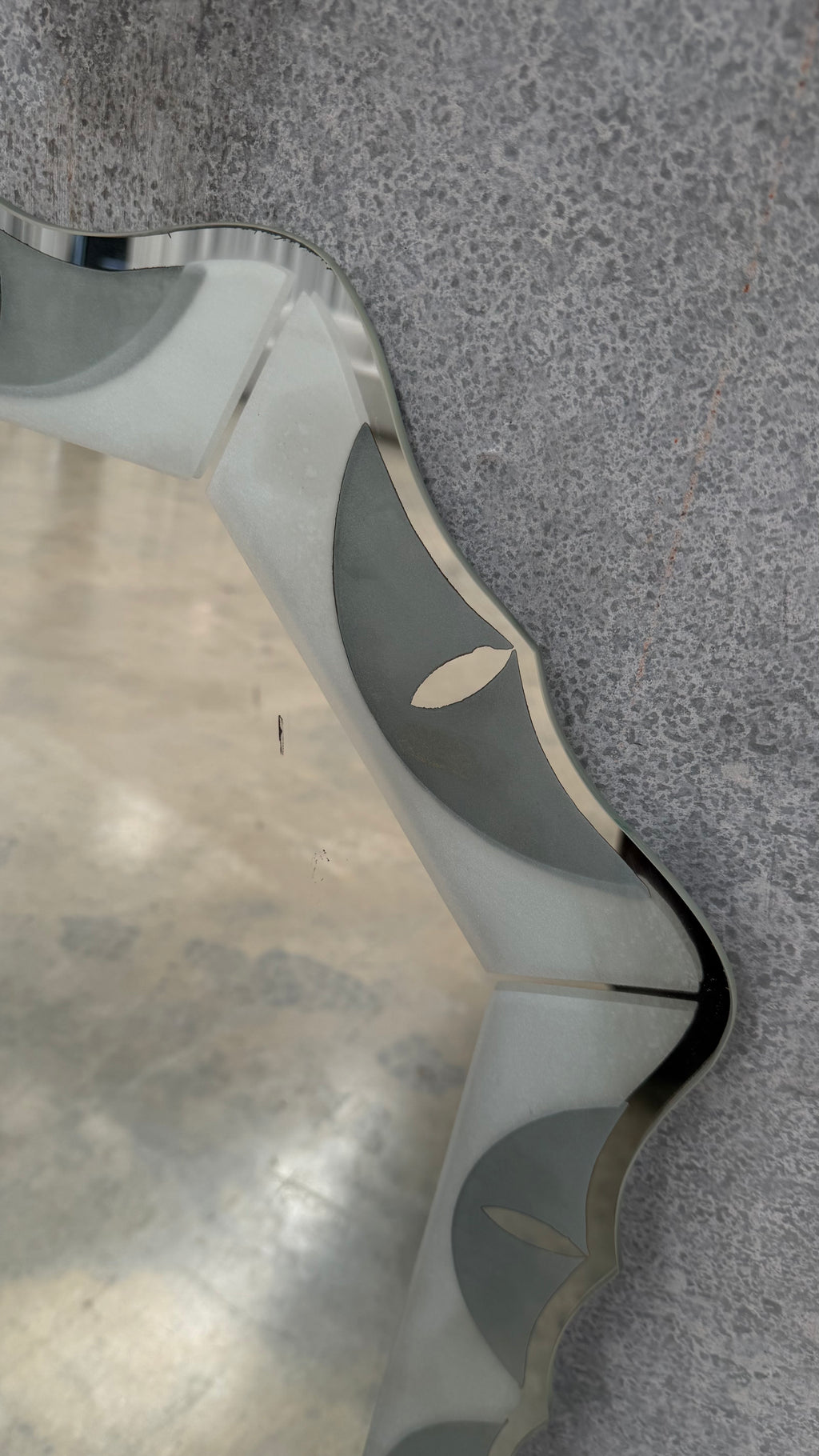 Mid-Century Italian Scalloped Glass Mirror