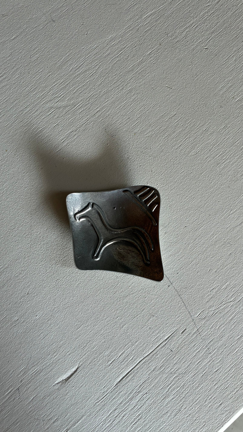 Vintage Greek Pewter Horse Dish 1980s