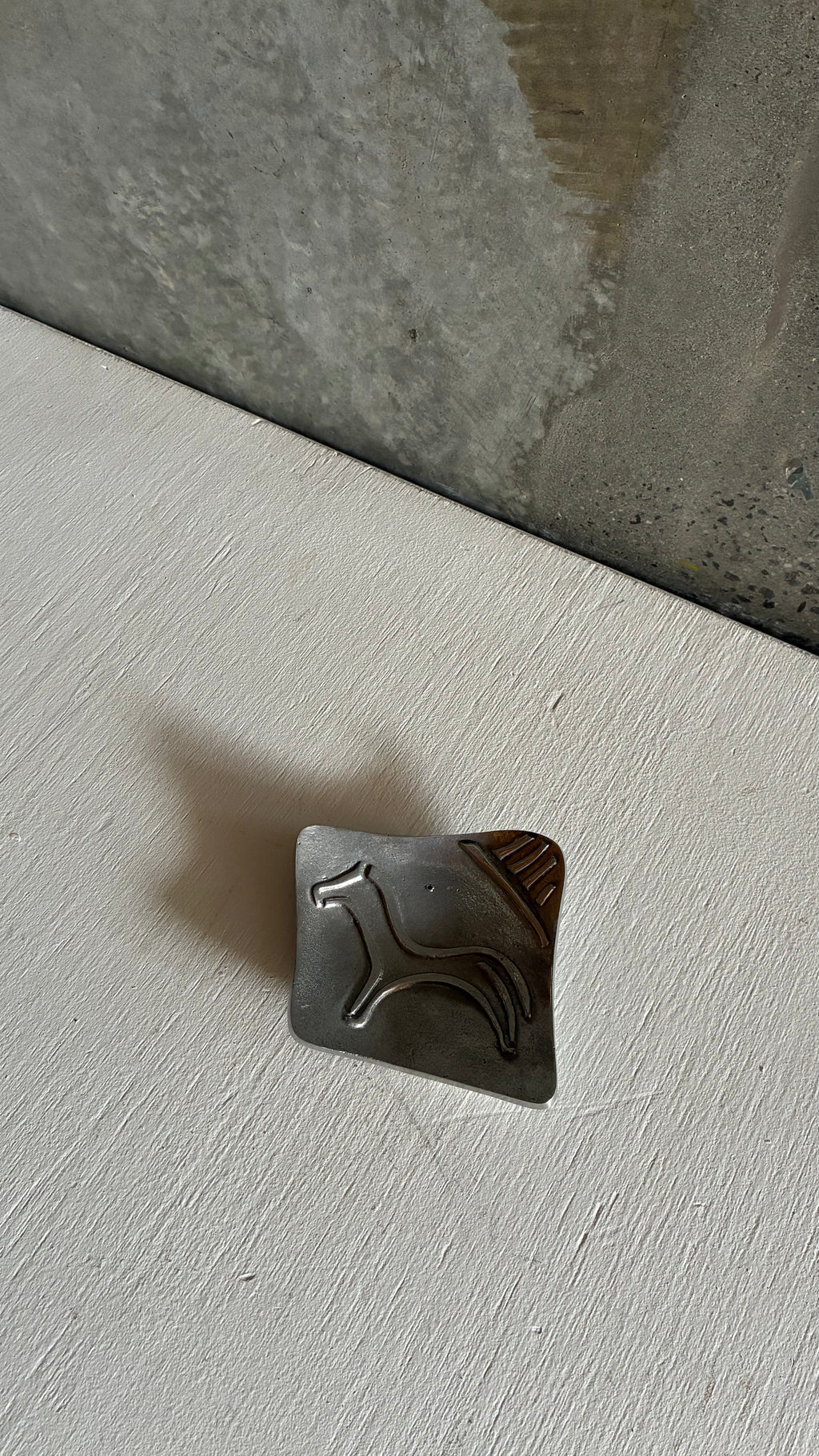 Vintage Greek Pewter Horse Dish 1980s