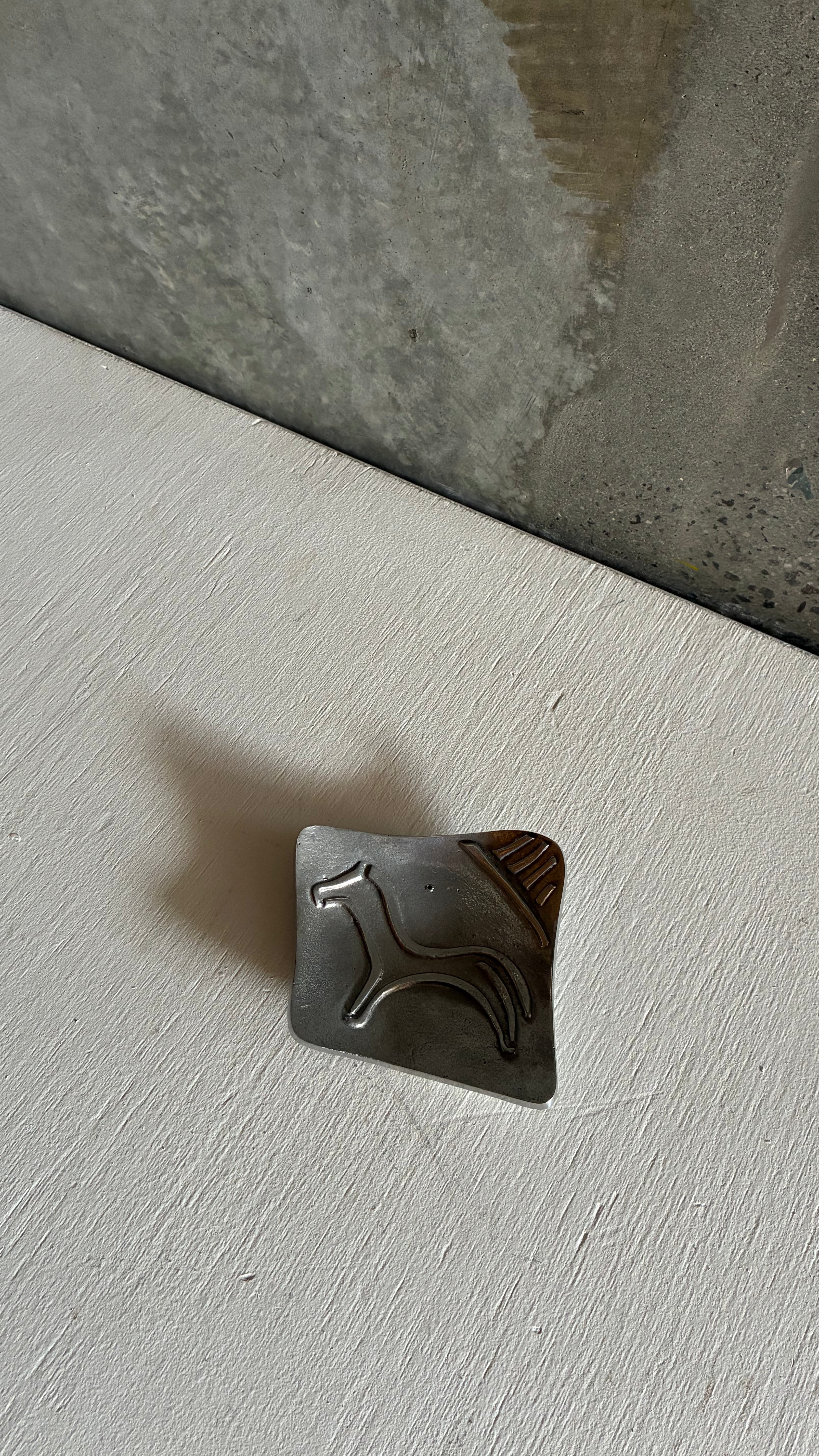 Vintage Greek Pewter Horse Dish 1980s