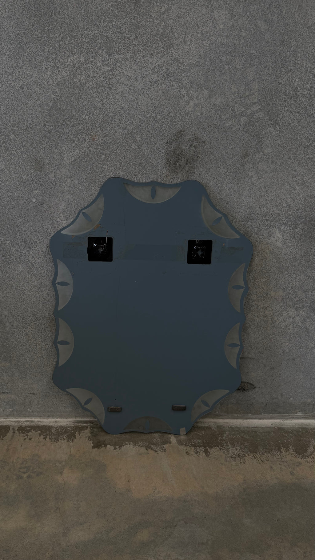 Mid-Century Italian Scalloped Glass Mirror