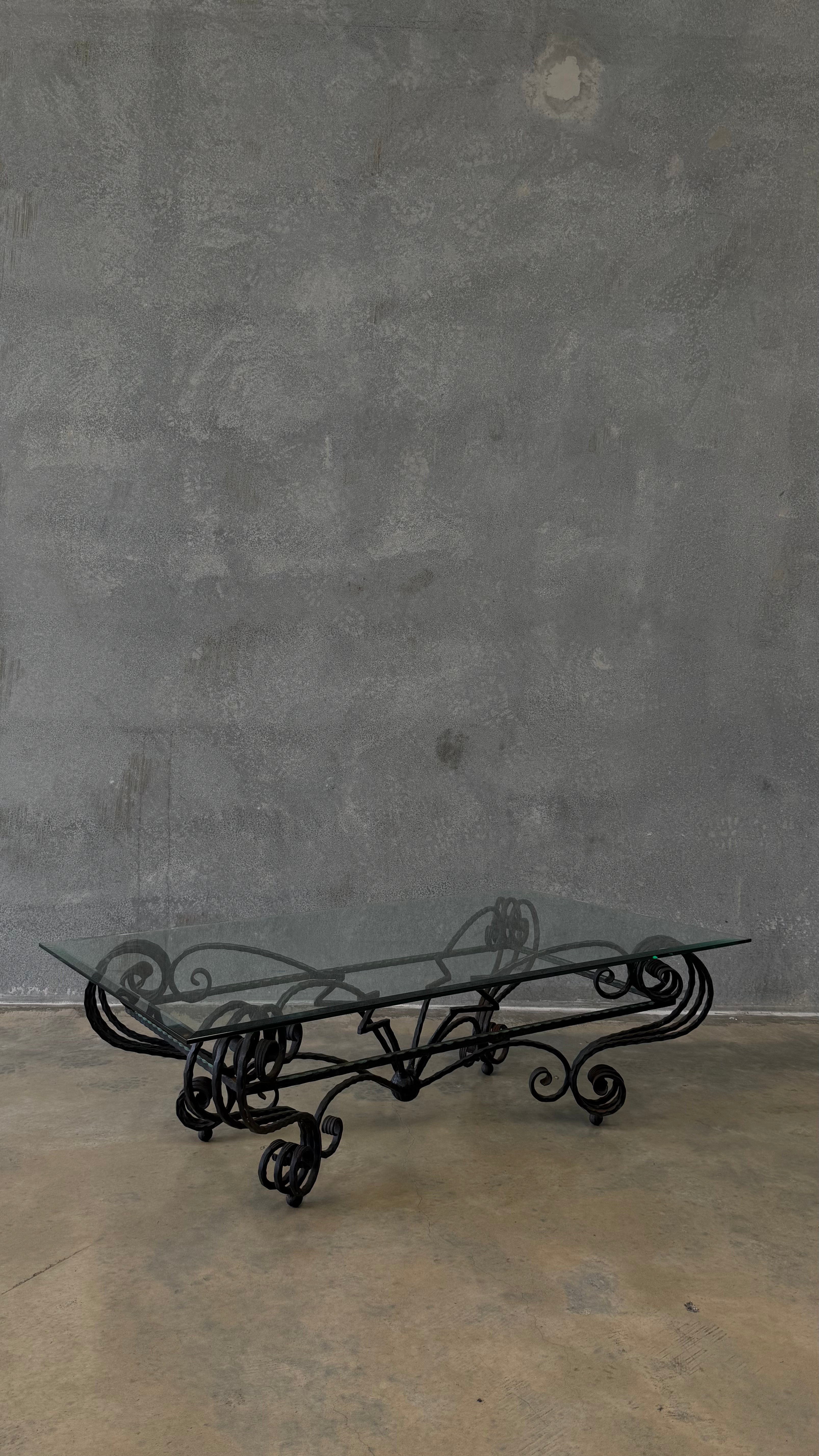 French Hand Forged Wrought Iron Coffee Table