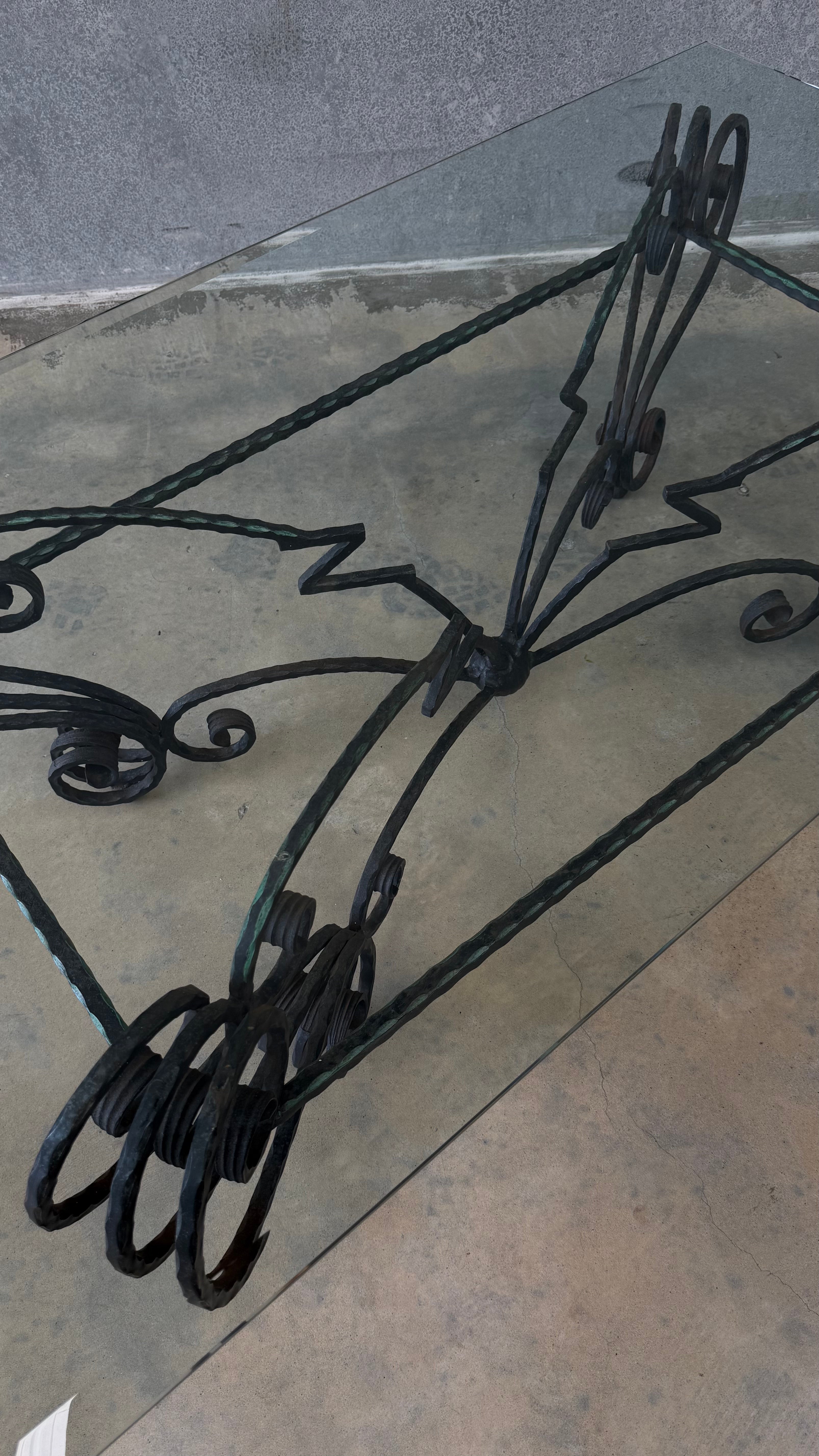 French Hand Forged Wrought Iron Coffee Table