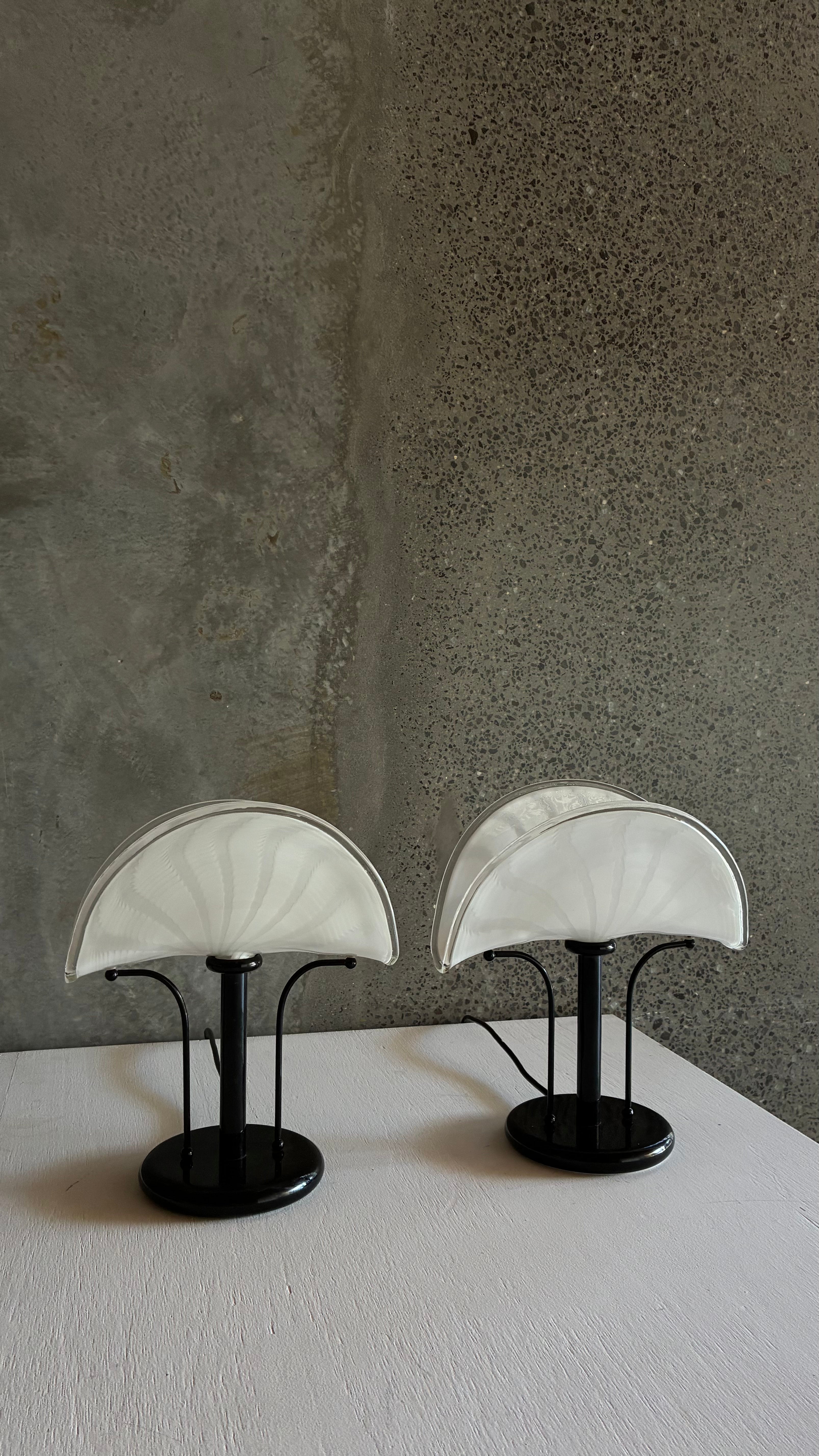 Pair of Murano Glass Table Lamps, Italy 1980s