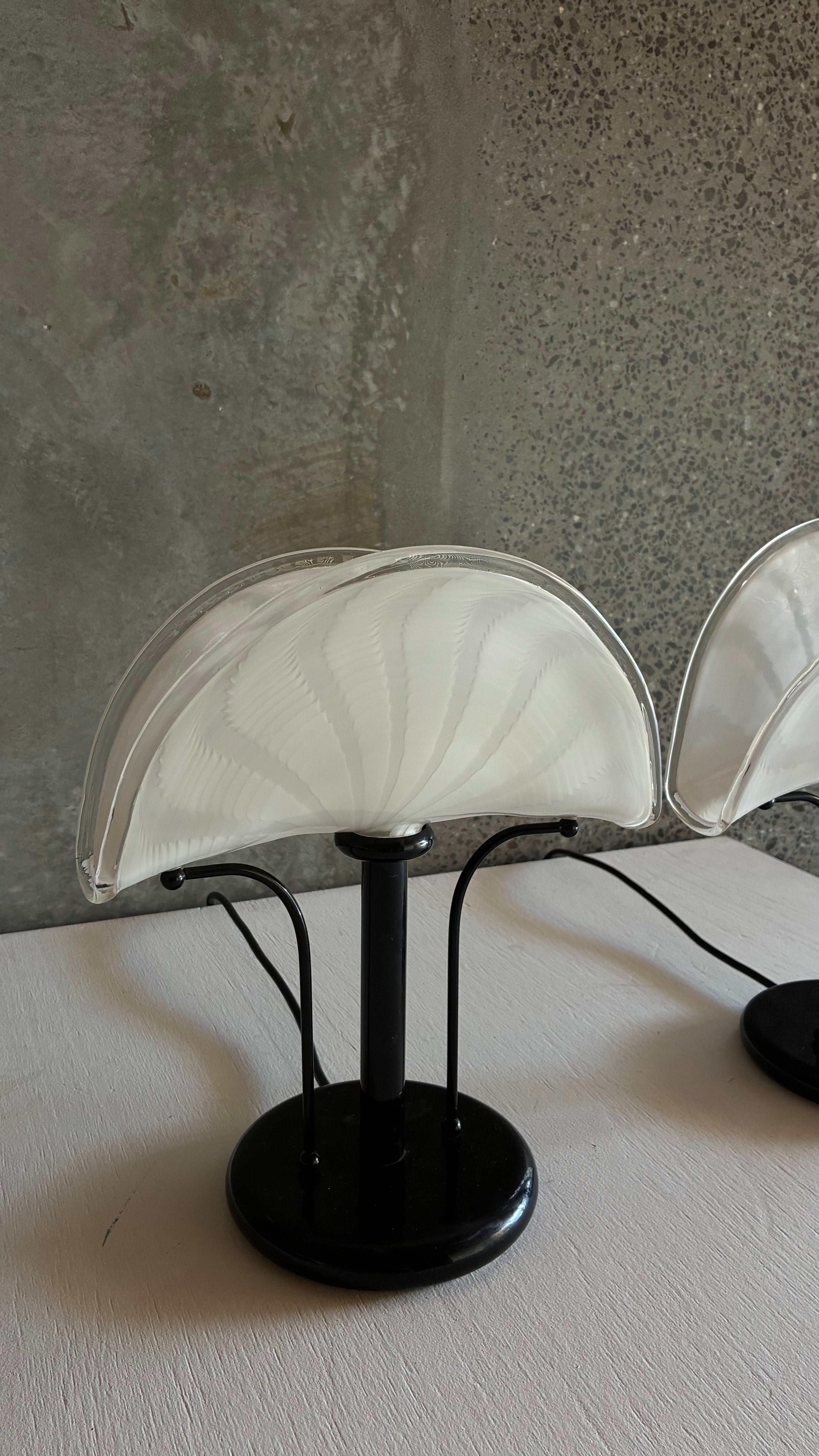 Pair of Murano Glass Table Lamps, Italy 1980s