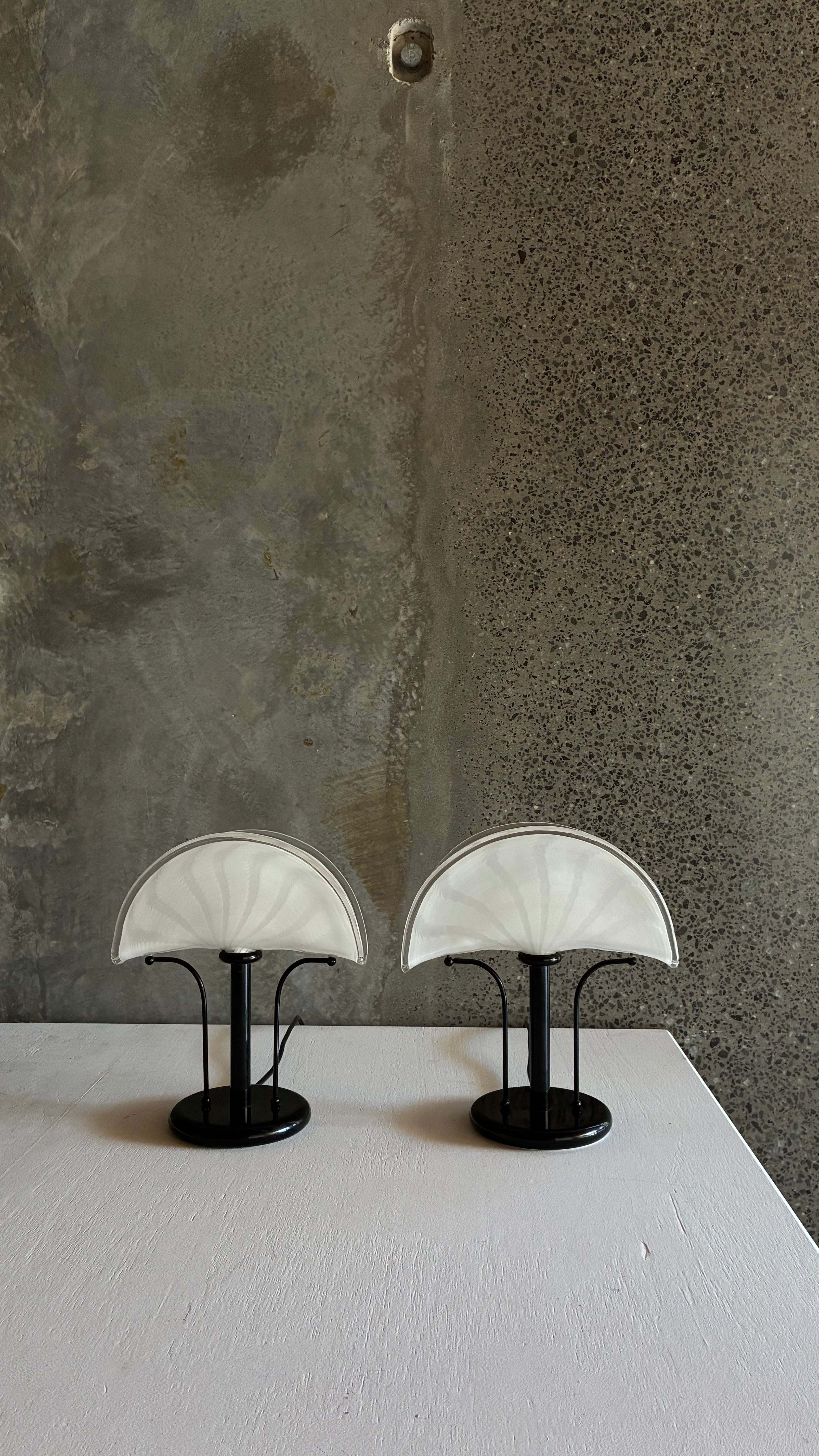 Pair of Murano Glass Table Lamps, Italy 1980s