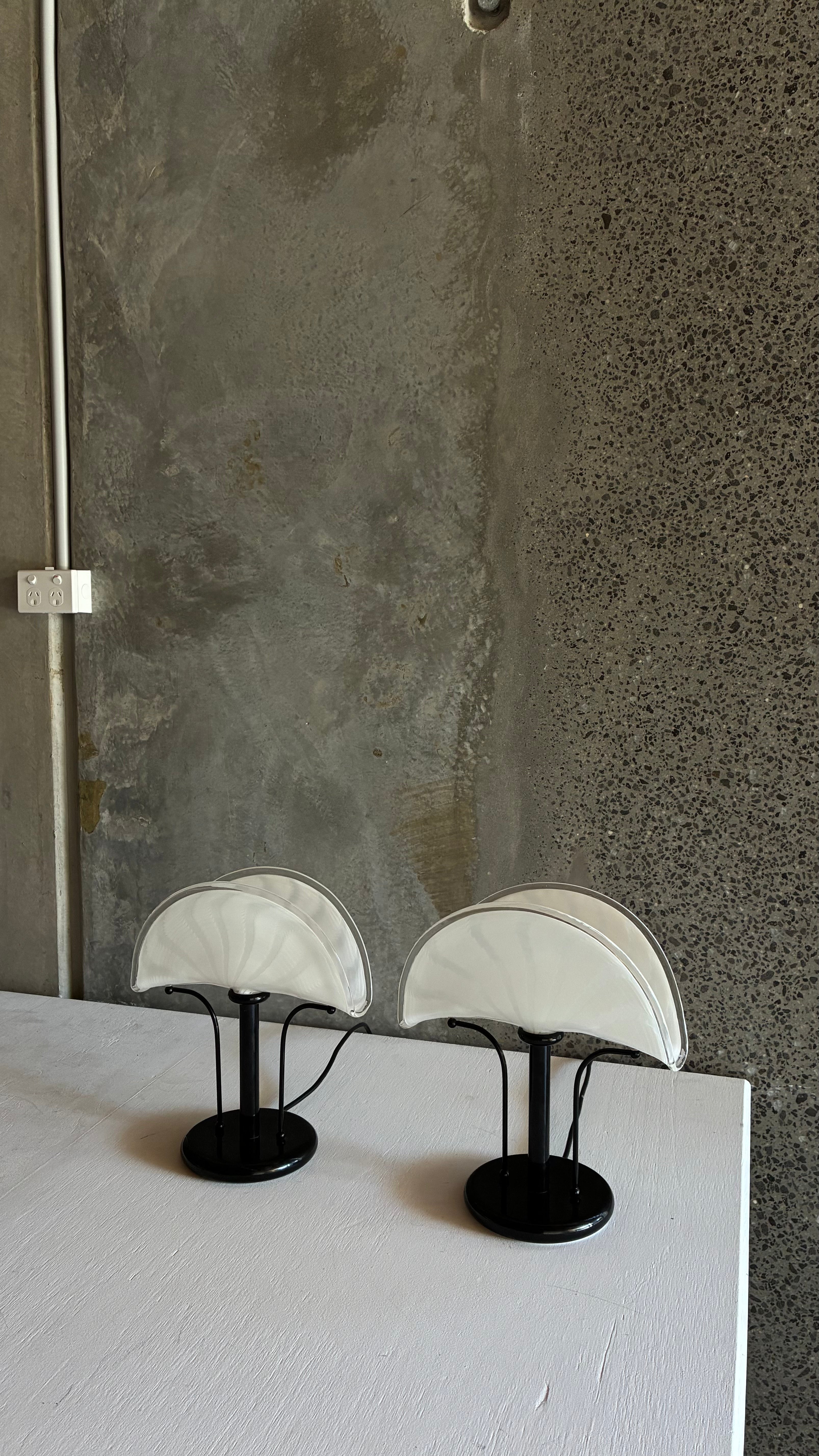 Pair of Murano Glass Table Lamps, Italy 1980s