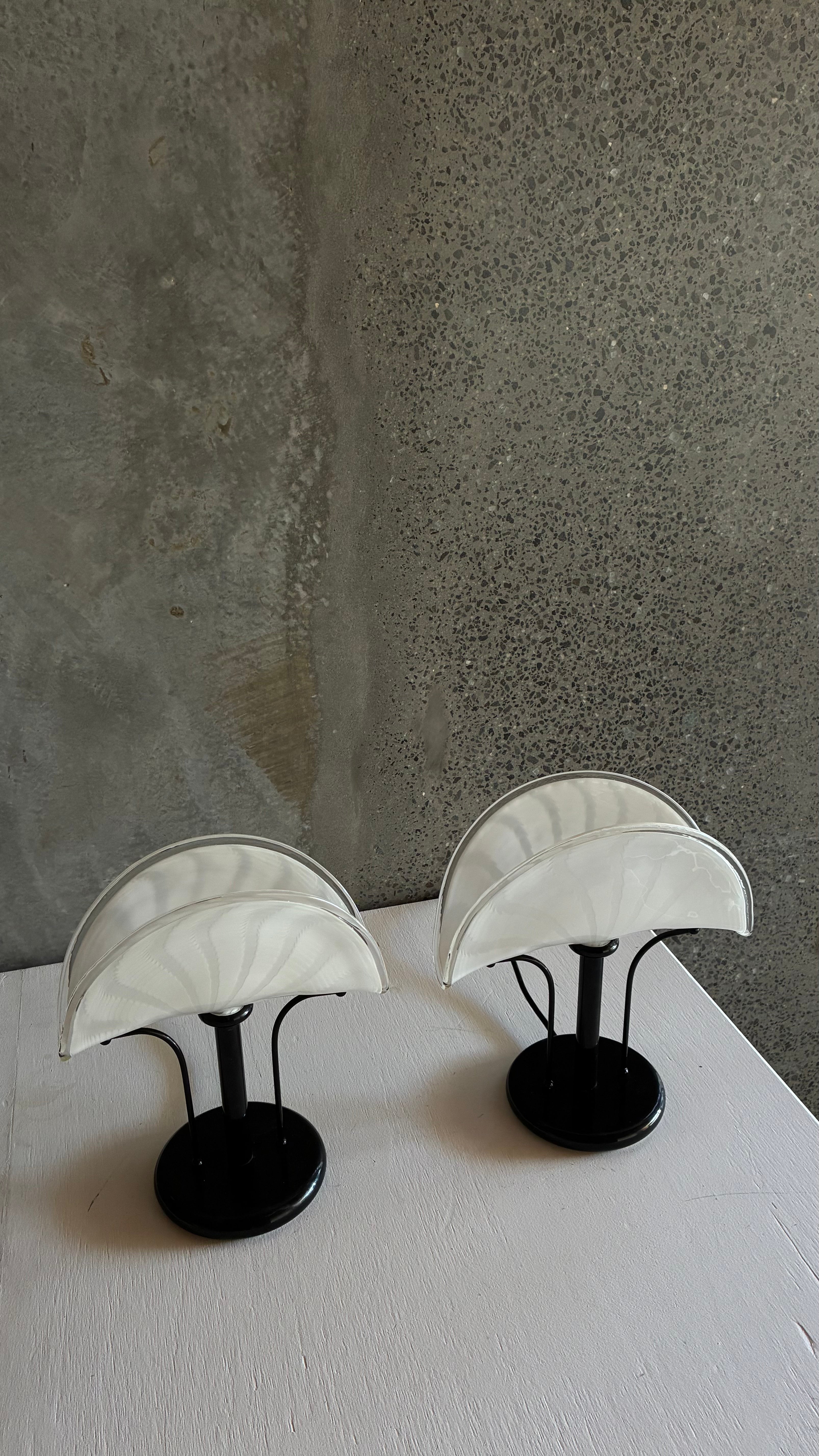 Pair of Murano Glass Table Lamps, Italy 1980s