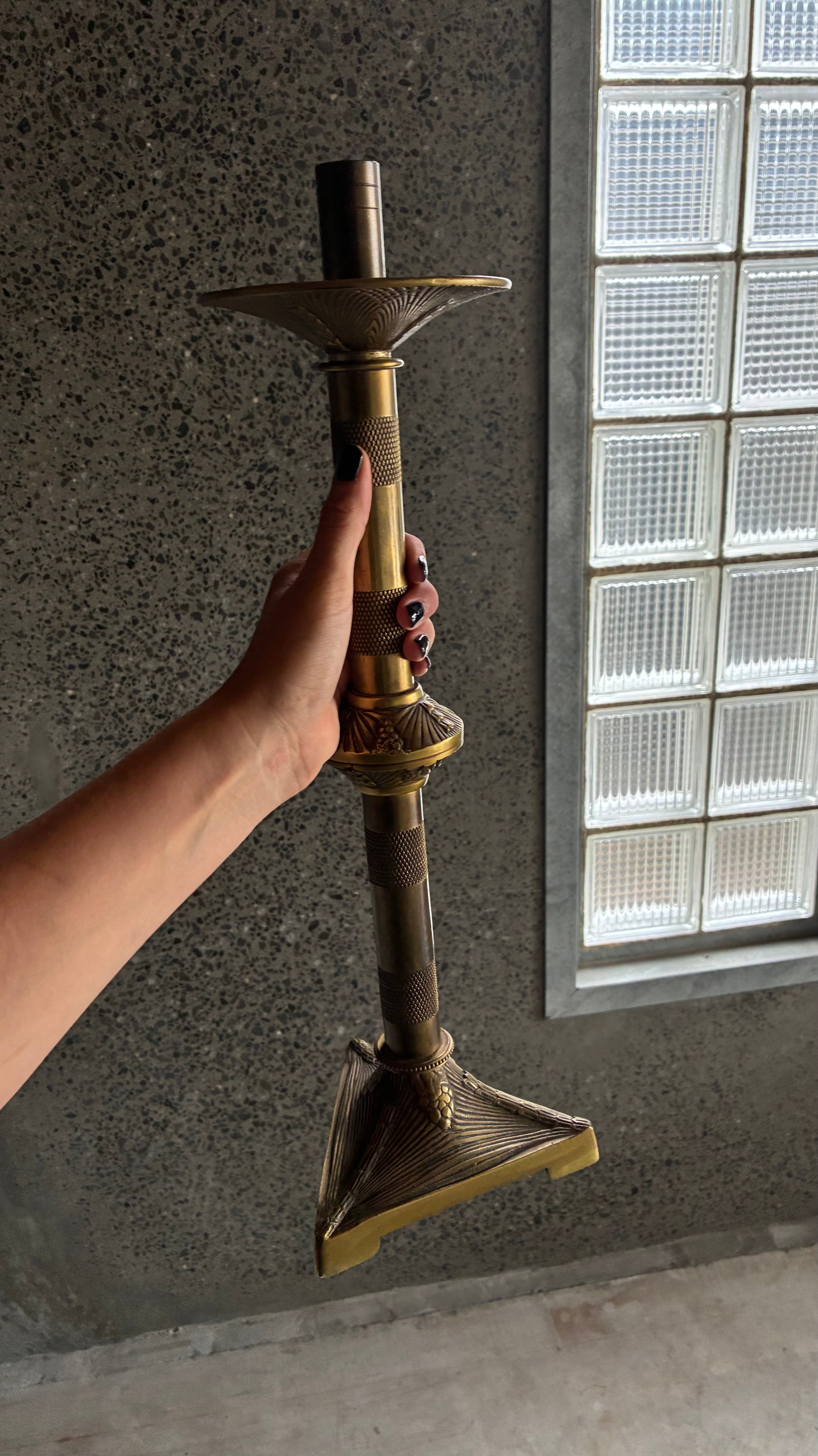 PAIR OF SOLID BRASS LATE 19TH CENTURY CANDLESTICKS