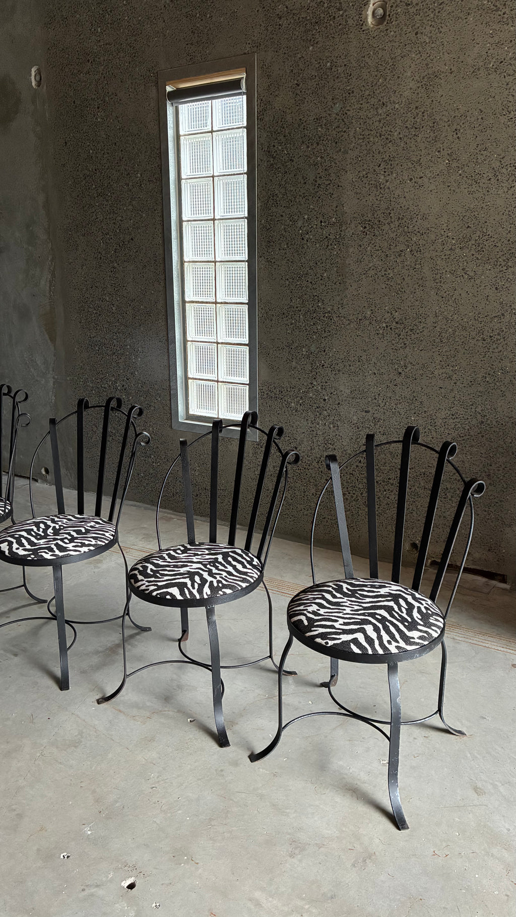 SET OF FOUR IRON DINING CHAIRS