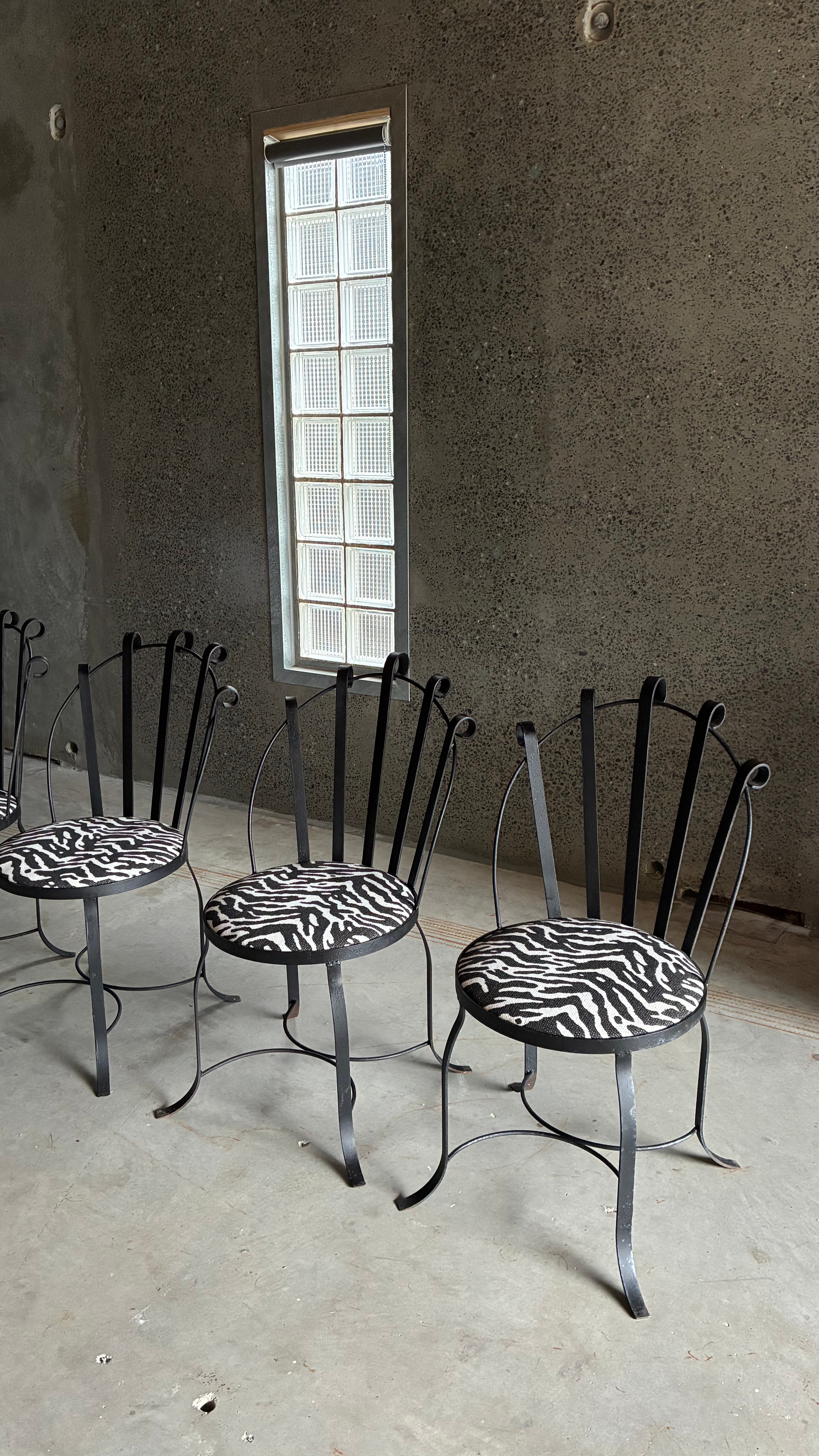 SET OF FOUR IRON DINING CHAIRS