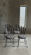 SET OF FOUR IRON DINING CHAIRS
