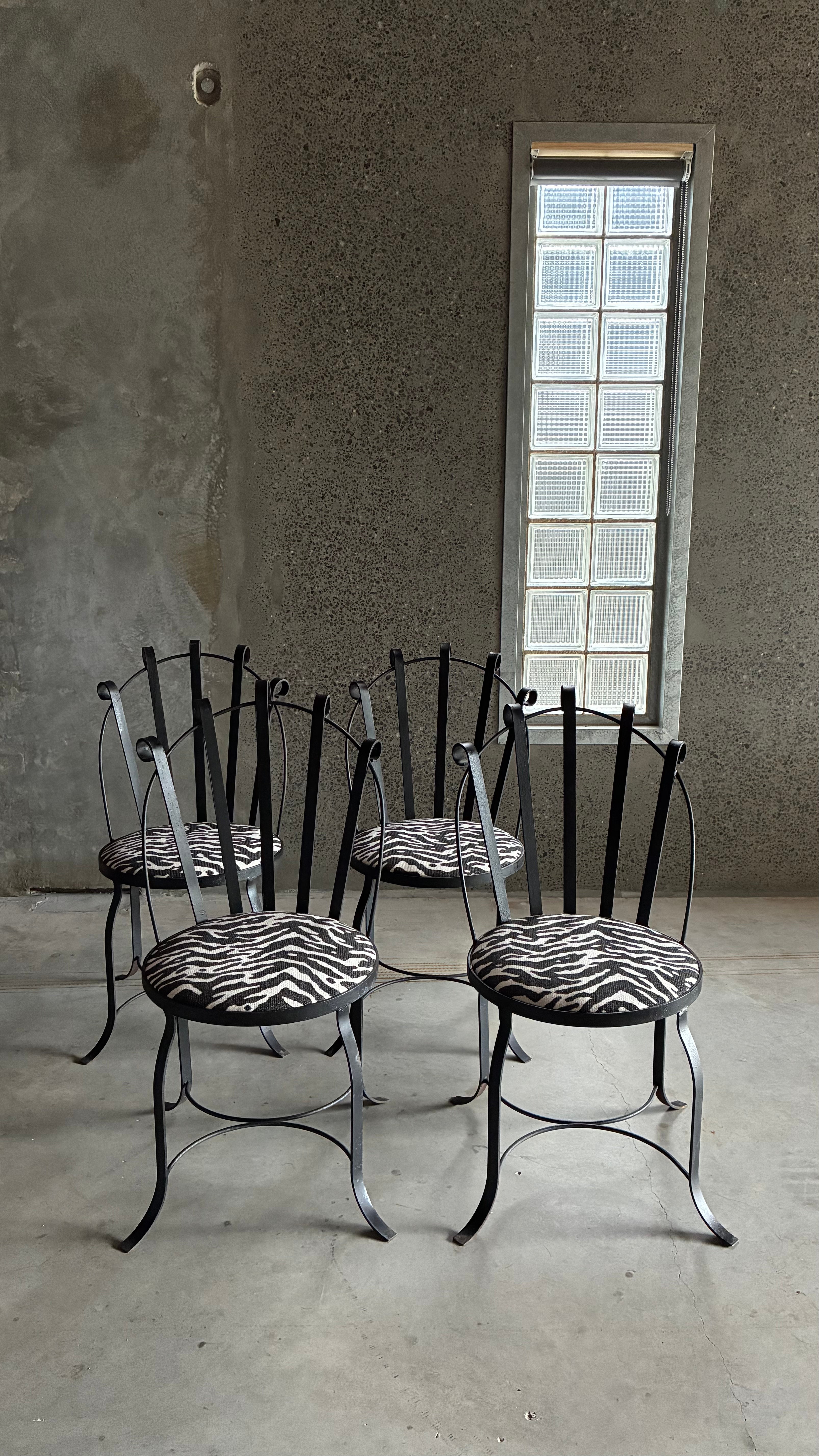 SET OF FOUR IRON DINING CHAIRS
