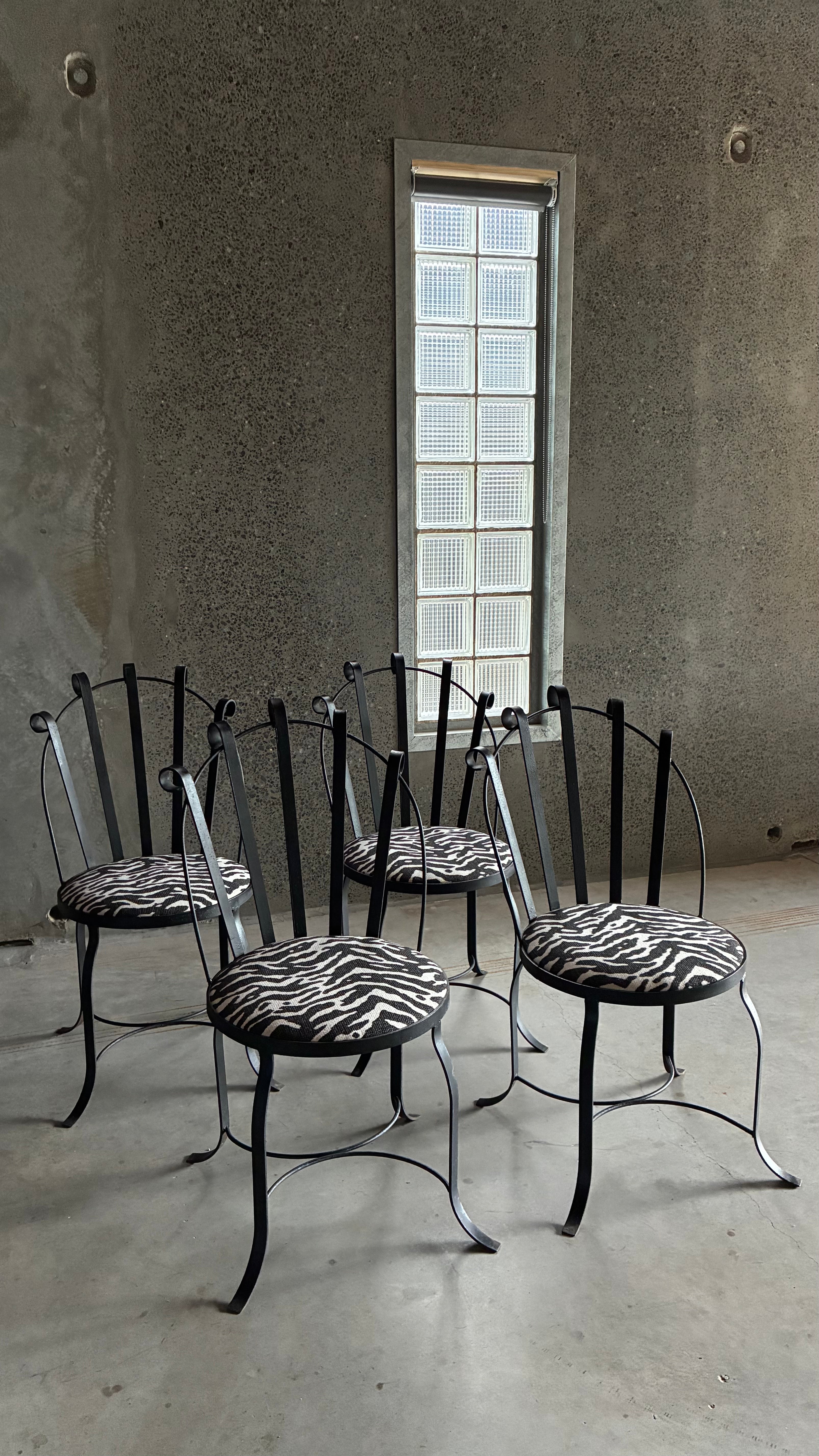 SET OF FOUR IRON DINING CHAIRS