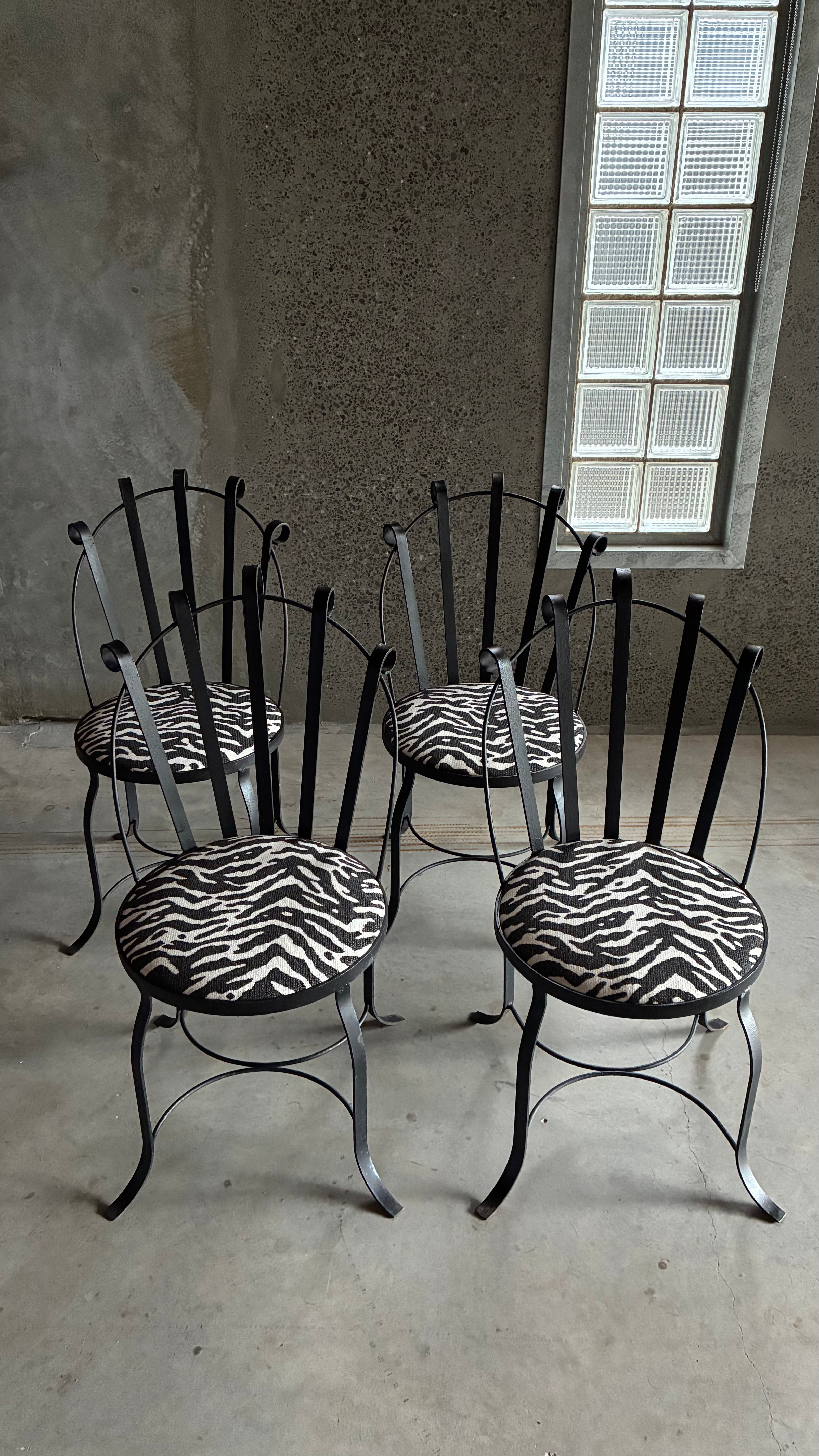SET OF FOUR IRON DINING CHAIRS