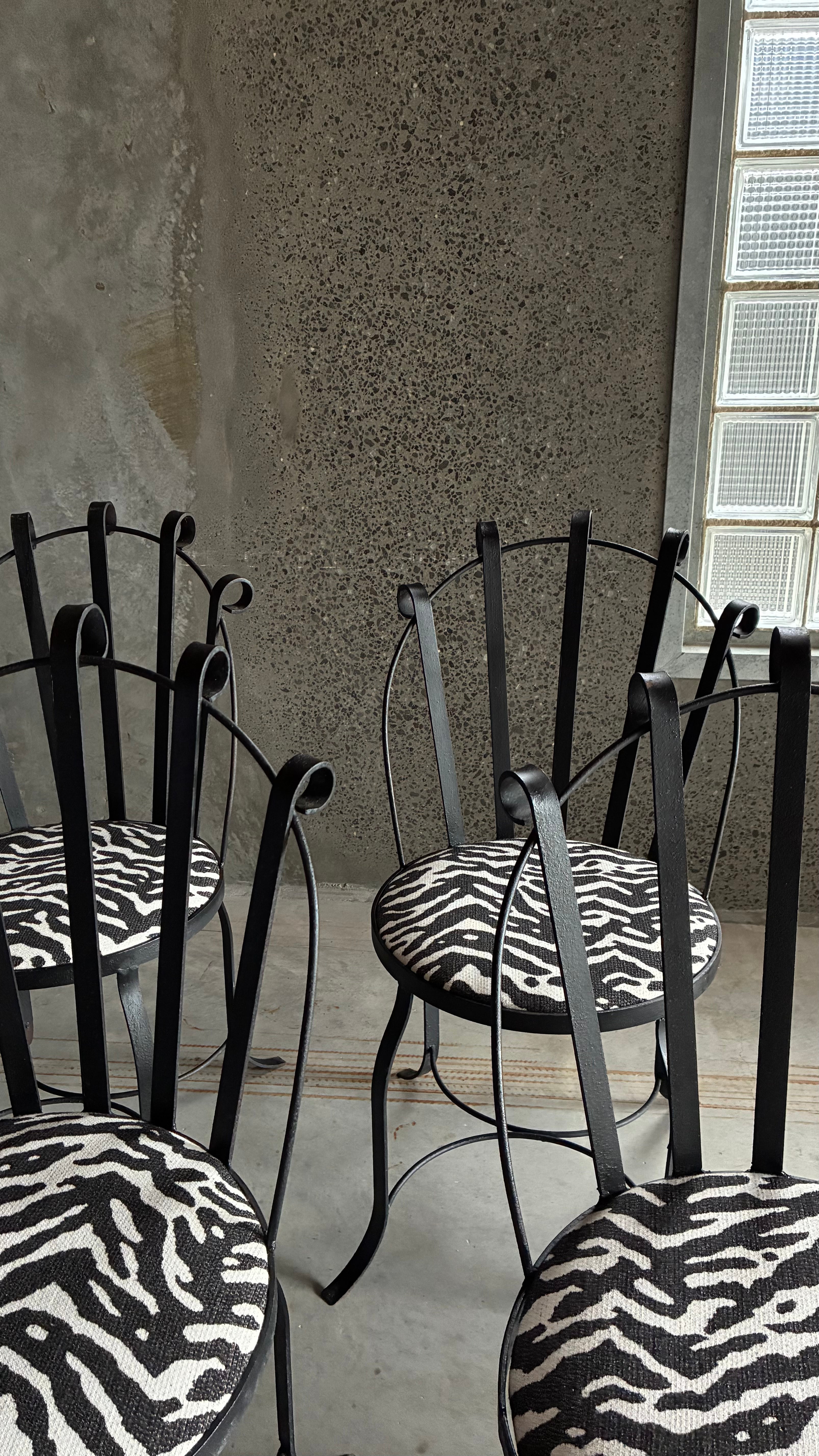 SET OF FOUR IRON DINING CHAIRS