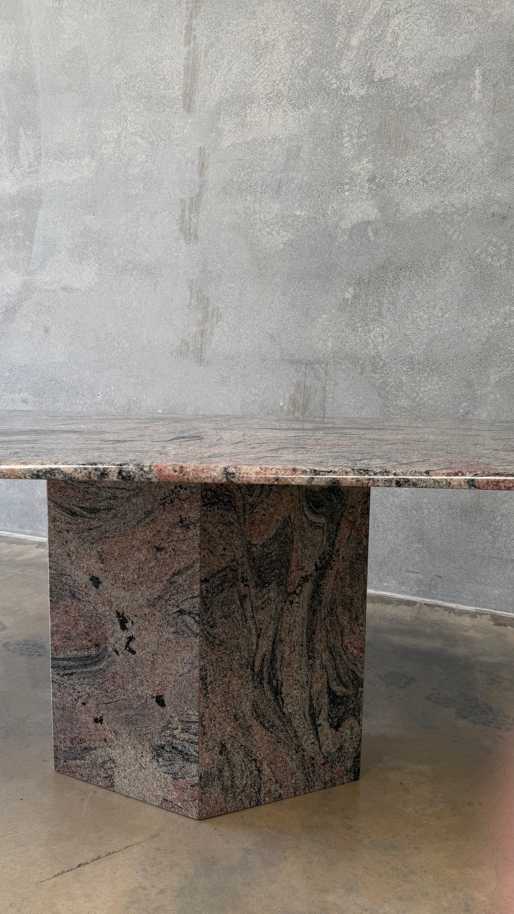 Custom Granite Pedestal Dining Table 1980s