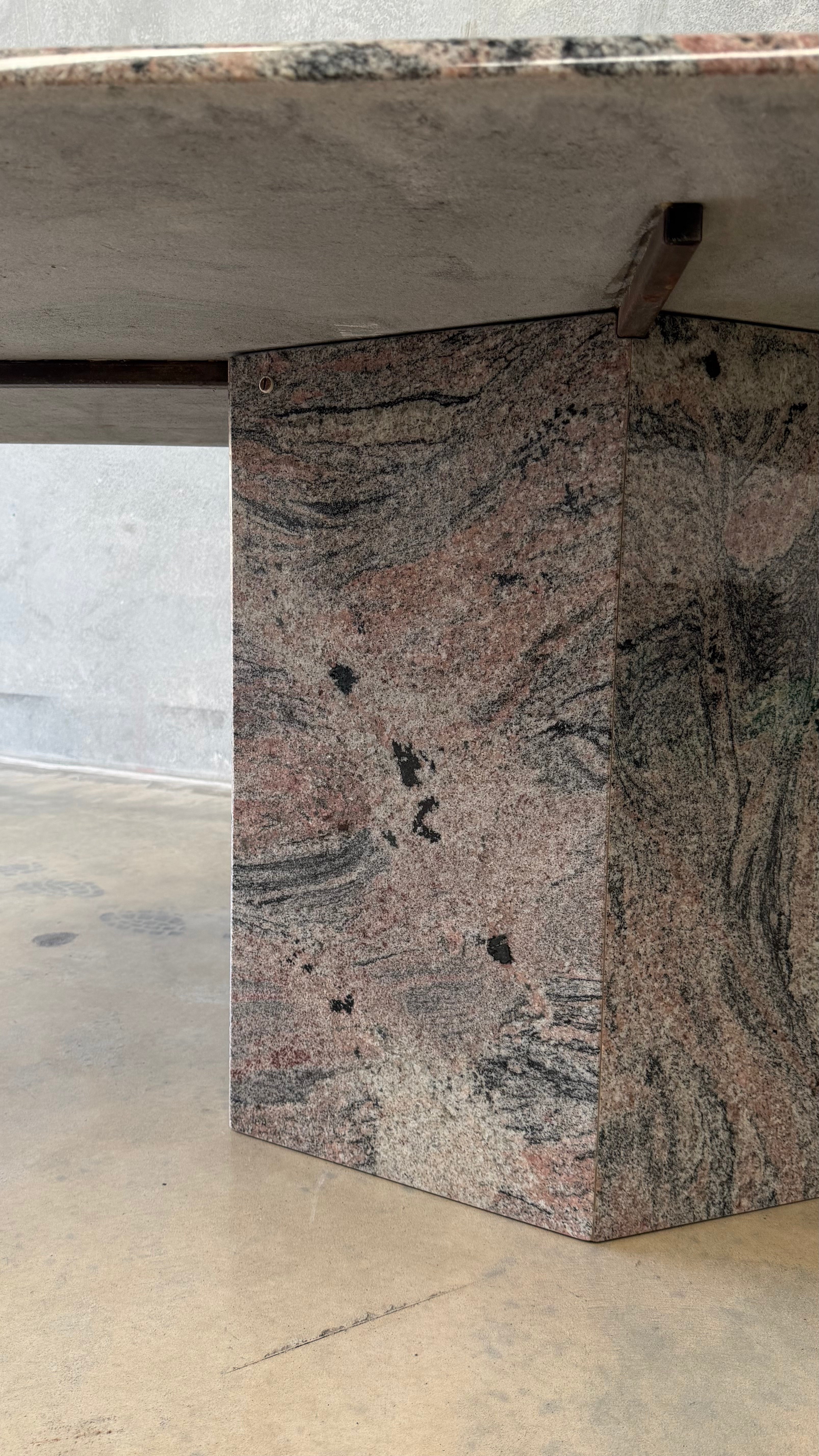 Custom Granite Pedestal Dining Table 1980s