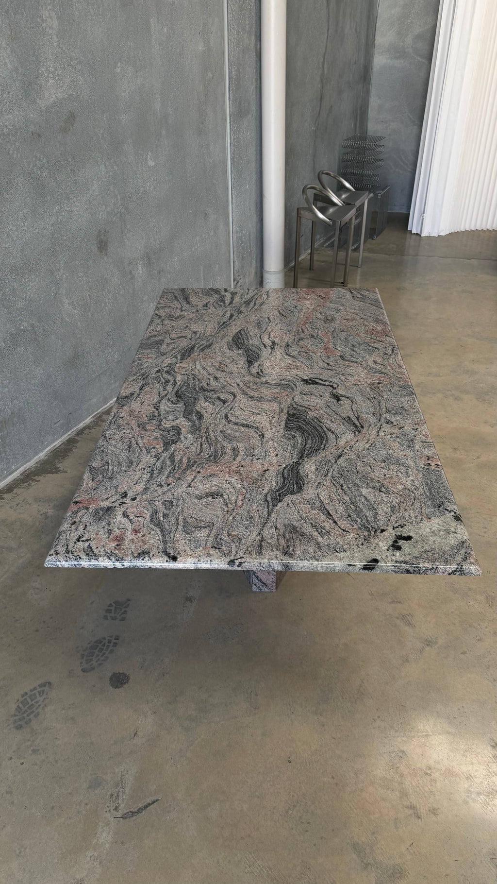 Custom Granite Pedestal Dining Table 1980s