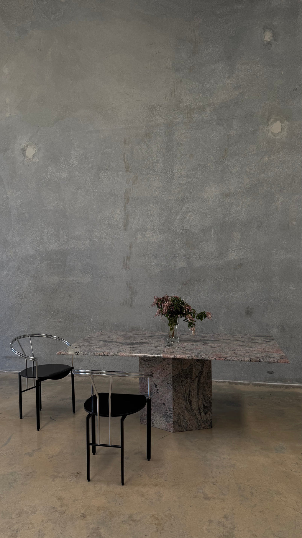 Custom Granite Pedestal Dining Table 1980s