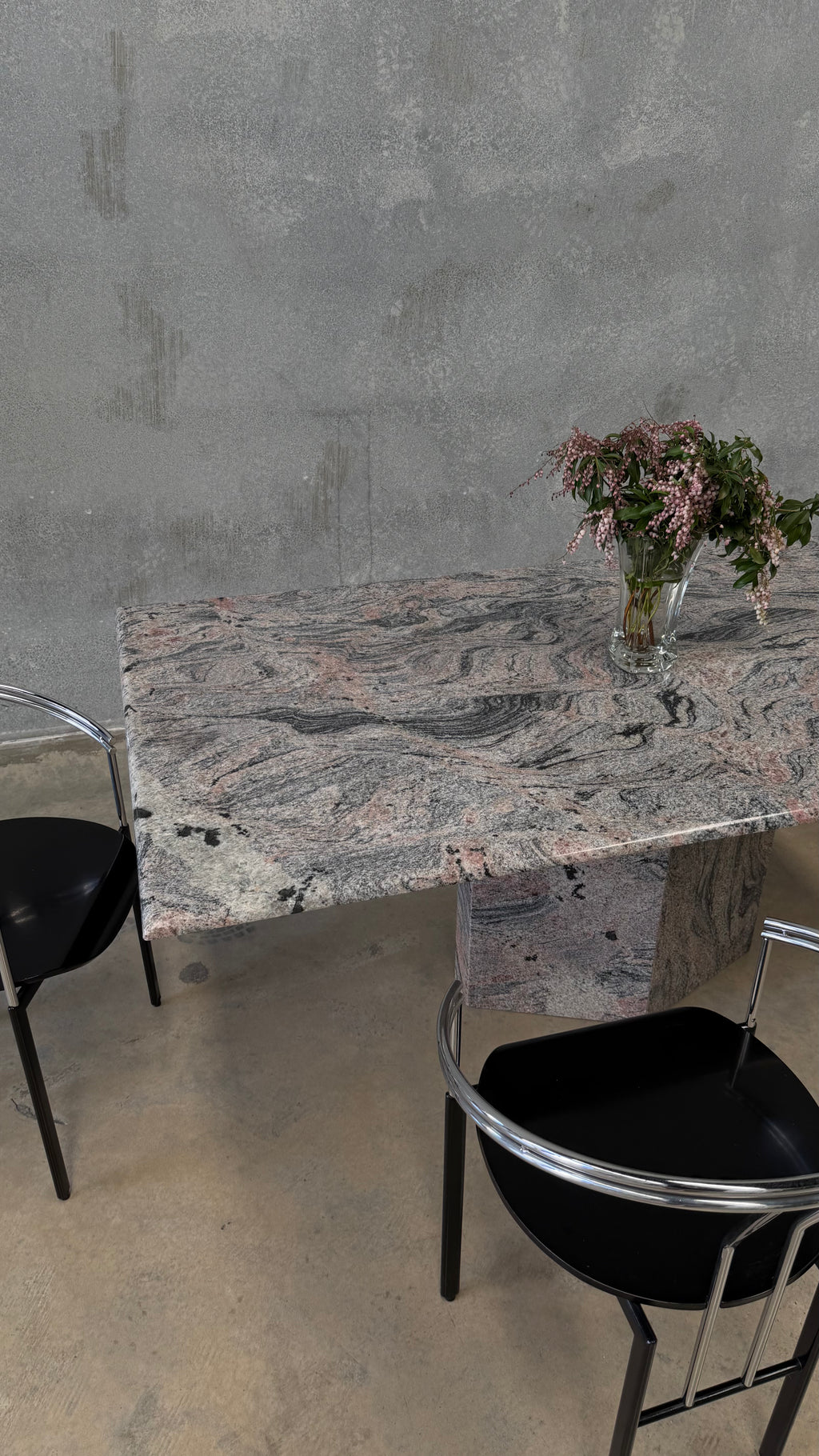 Custom Granite Pedestal Dining Table 1980s