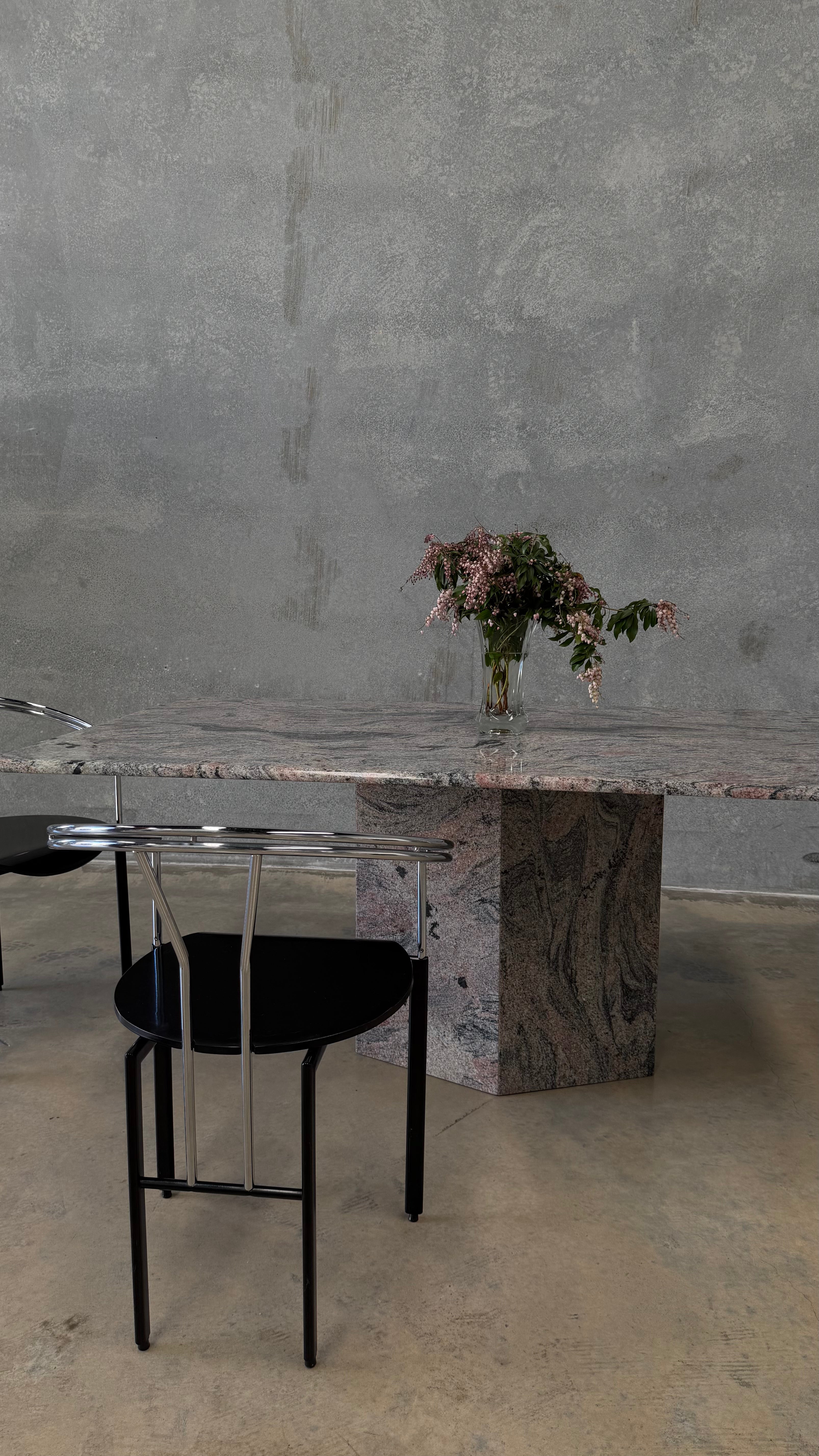 Custom Granite Pedestal Dining Table 1980s