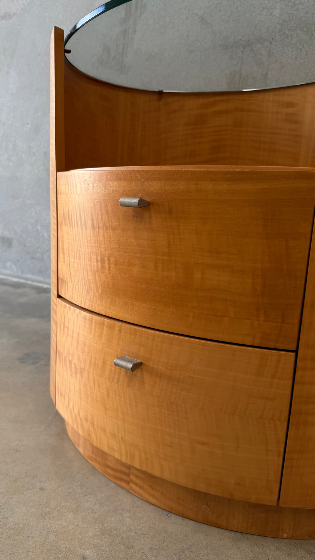 Vintage Pair of Figured Timber Veneer Bedside Tables