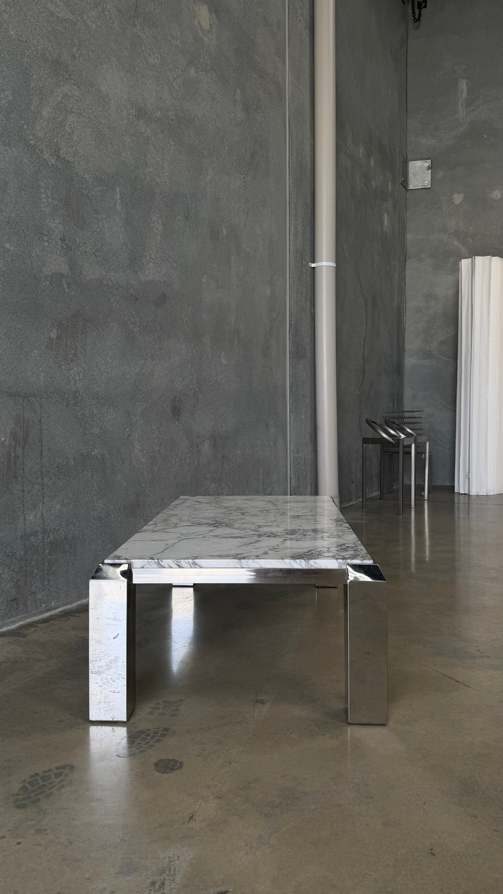 Vintage Chrome and Arabescato Marble Coffee Table