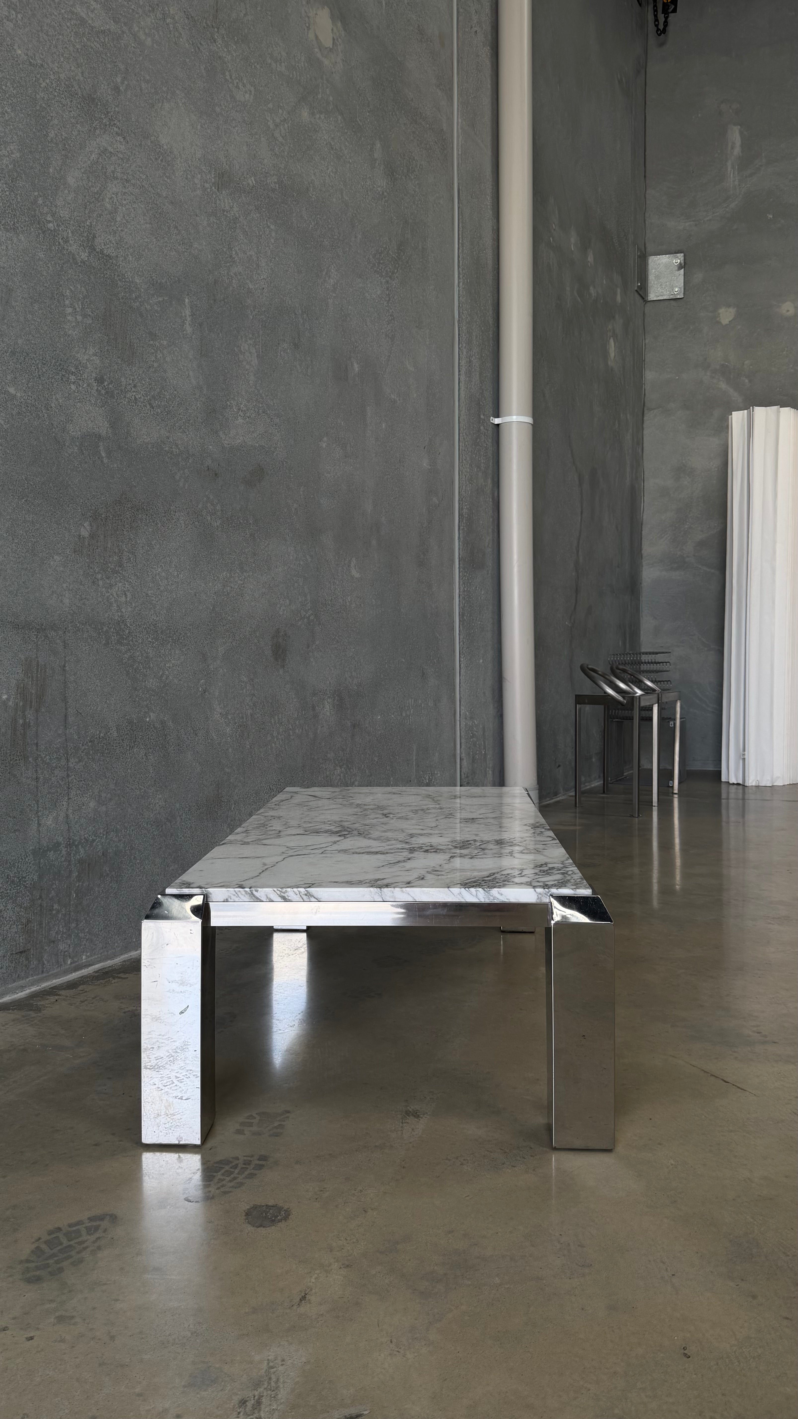 Vintage Chrome and Arabescato Marble Coffee Table
