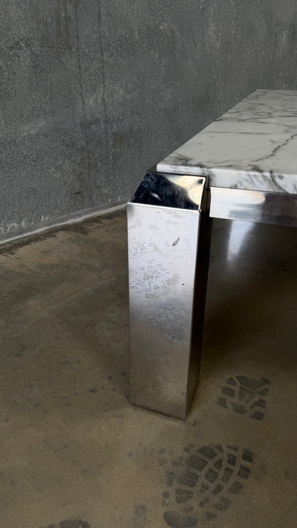 Vintage Chrome and Arabescato Marble Coffee Table
