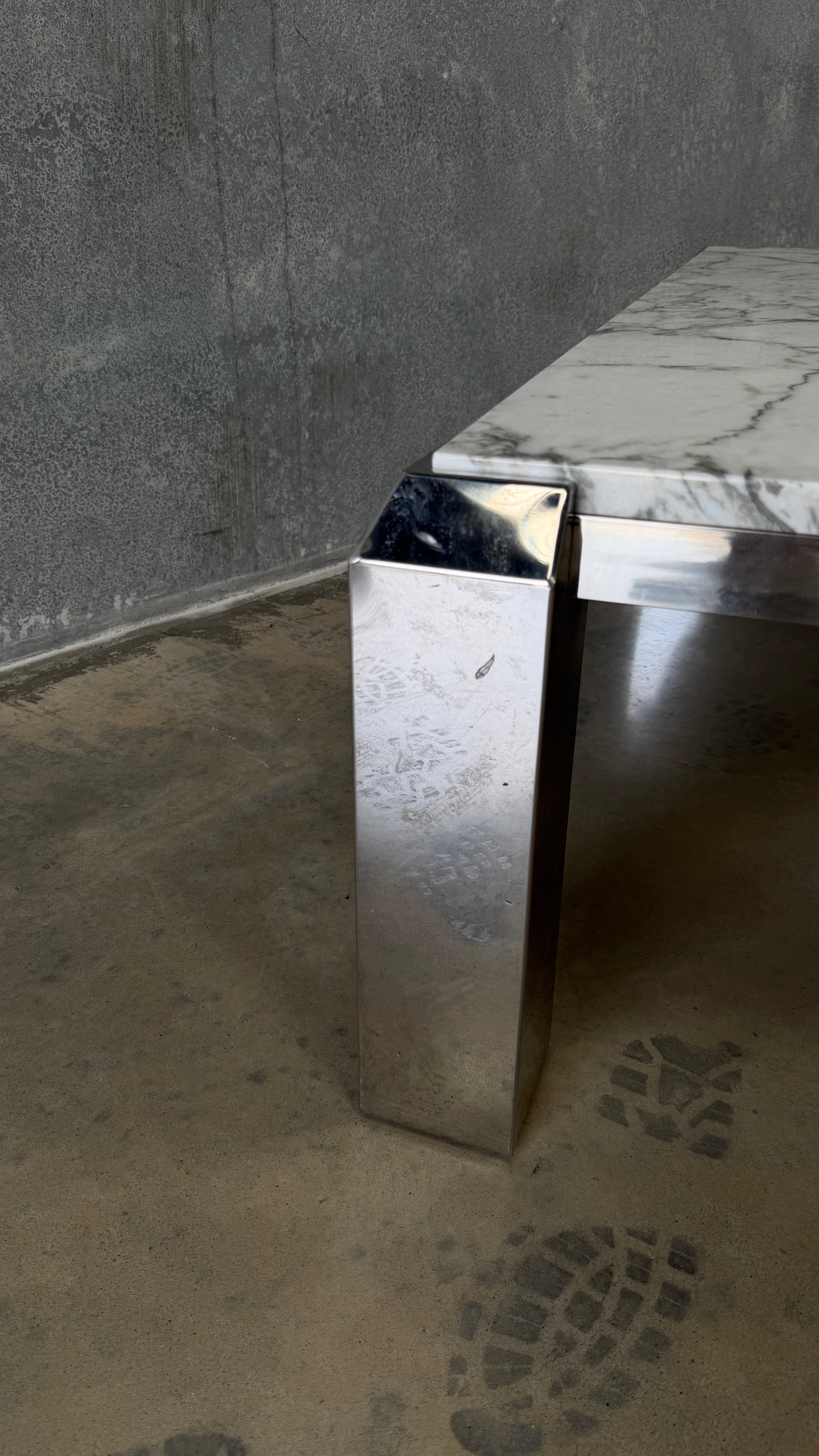 Vintage Chrome and Arabescato Marble Coffee Table