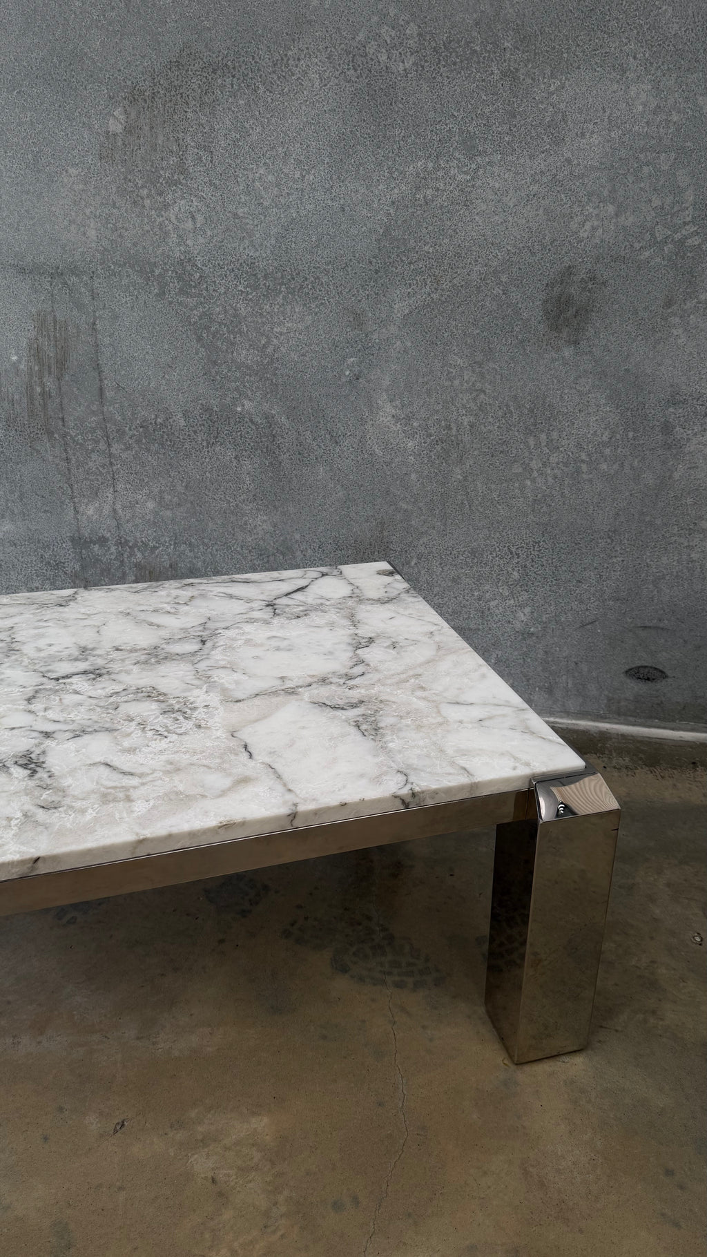 Vintage Chrome and Arabescato Marble Coffee Table