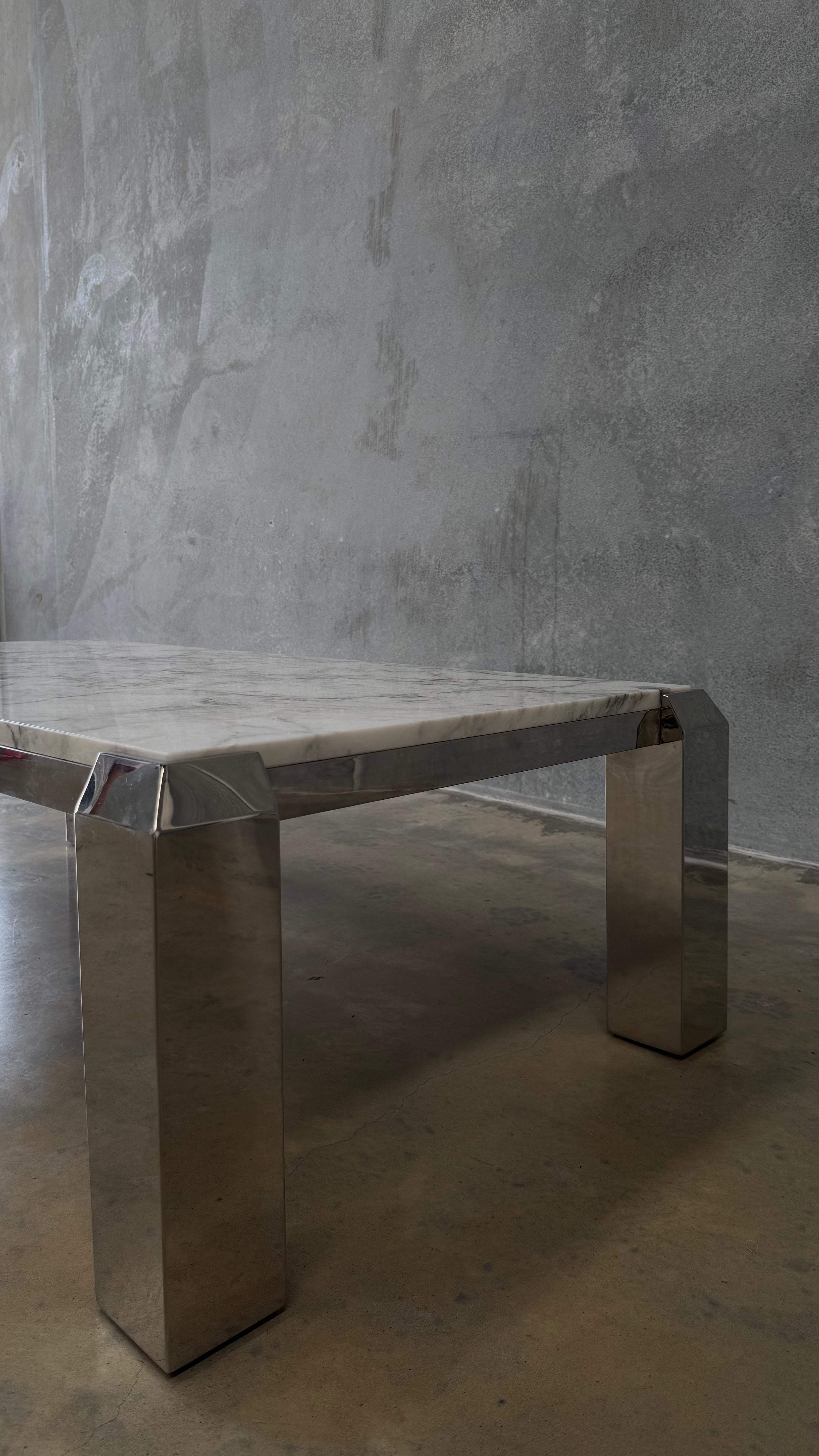 Vintage Chrome and Arabescato Marble Coffee Table