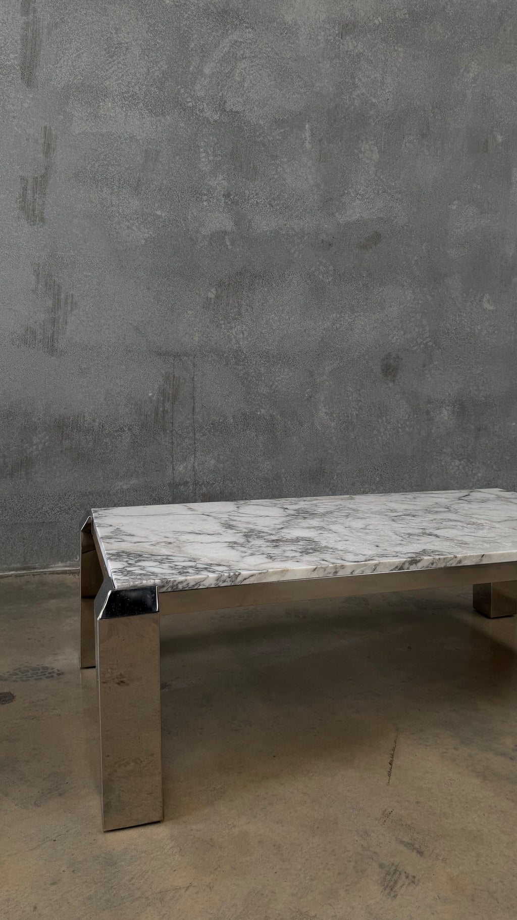 Vintage Chrome and Arabescato Marble Coffee Table