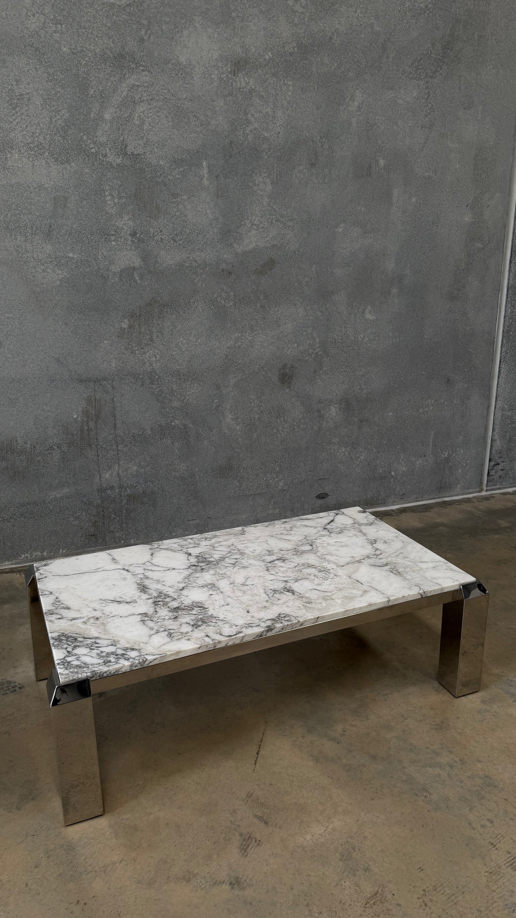 Vintage Chrome and Arabescato Marble Coffee Table