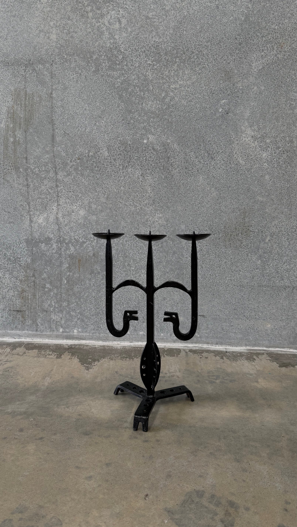 Brutalist Wrought Iron Candelabra