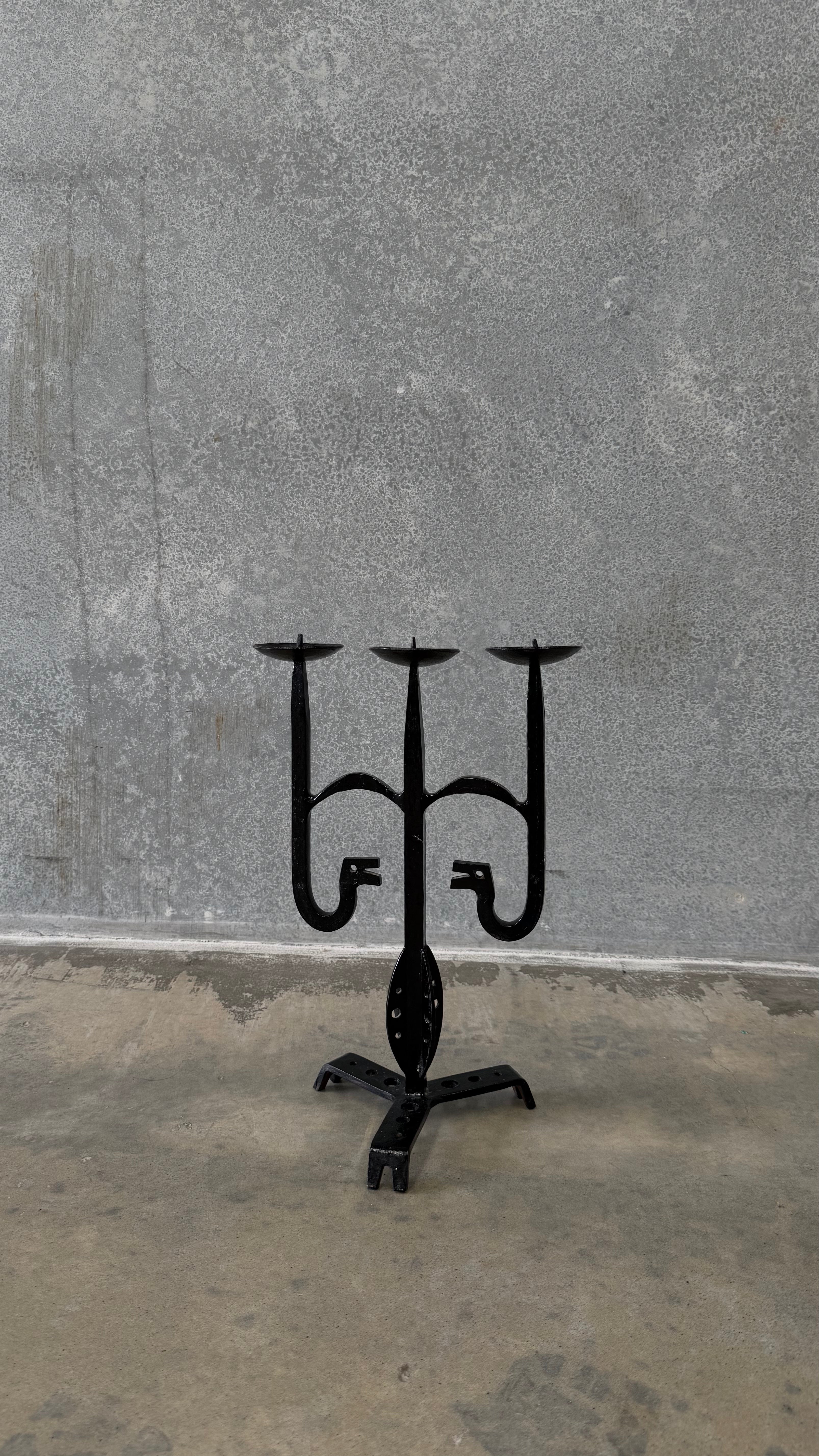 Brutalist Wrought Iron Candelabra
