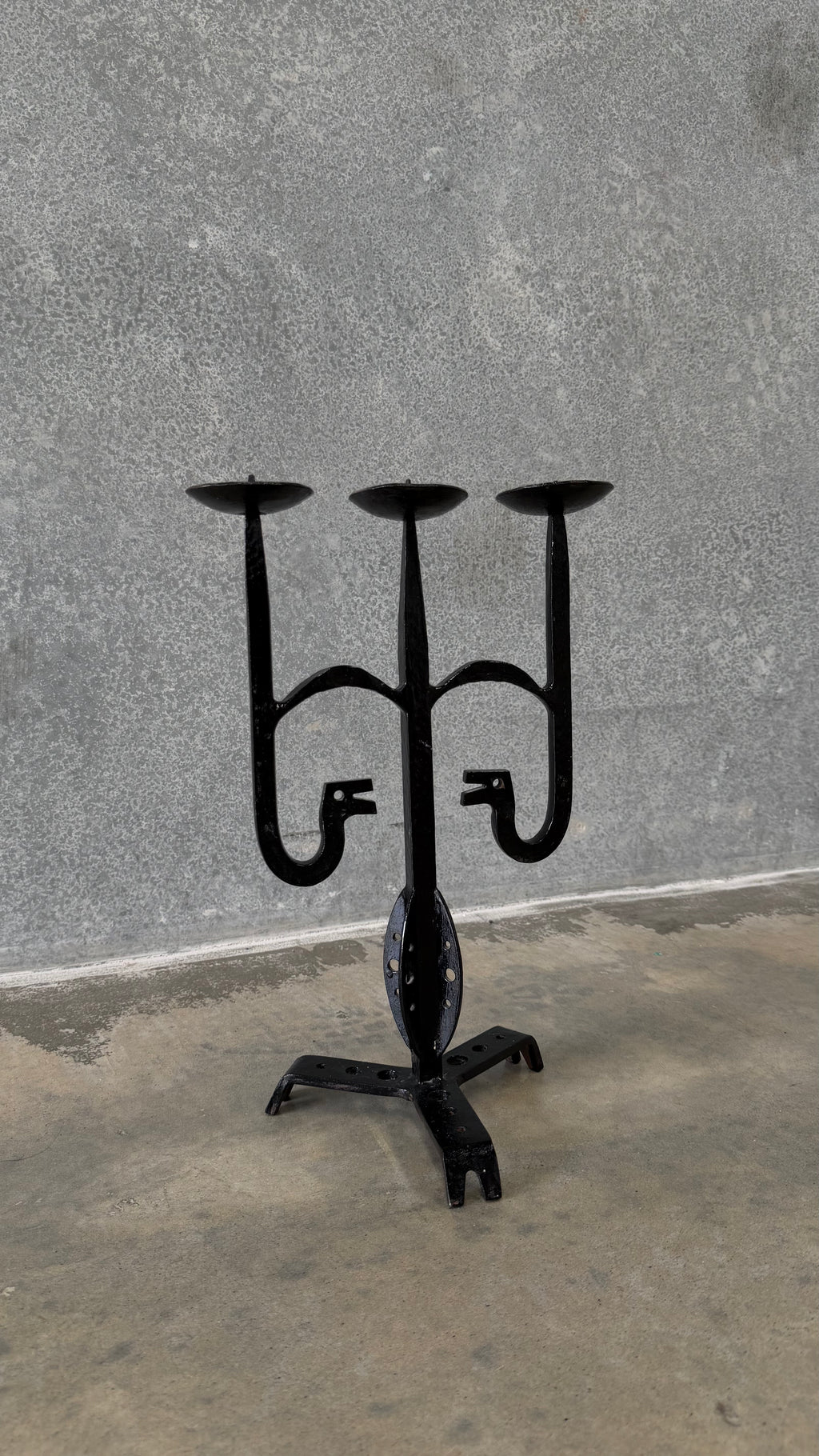 Brutalist Wrought Iron Candelabra