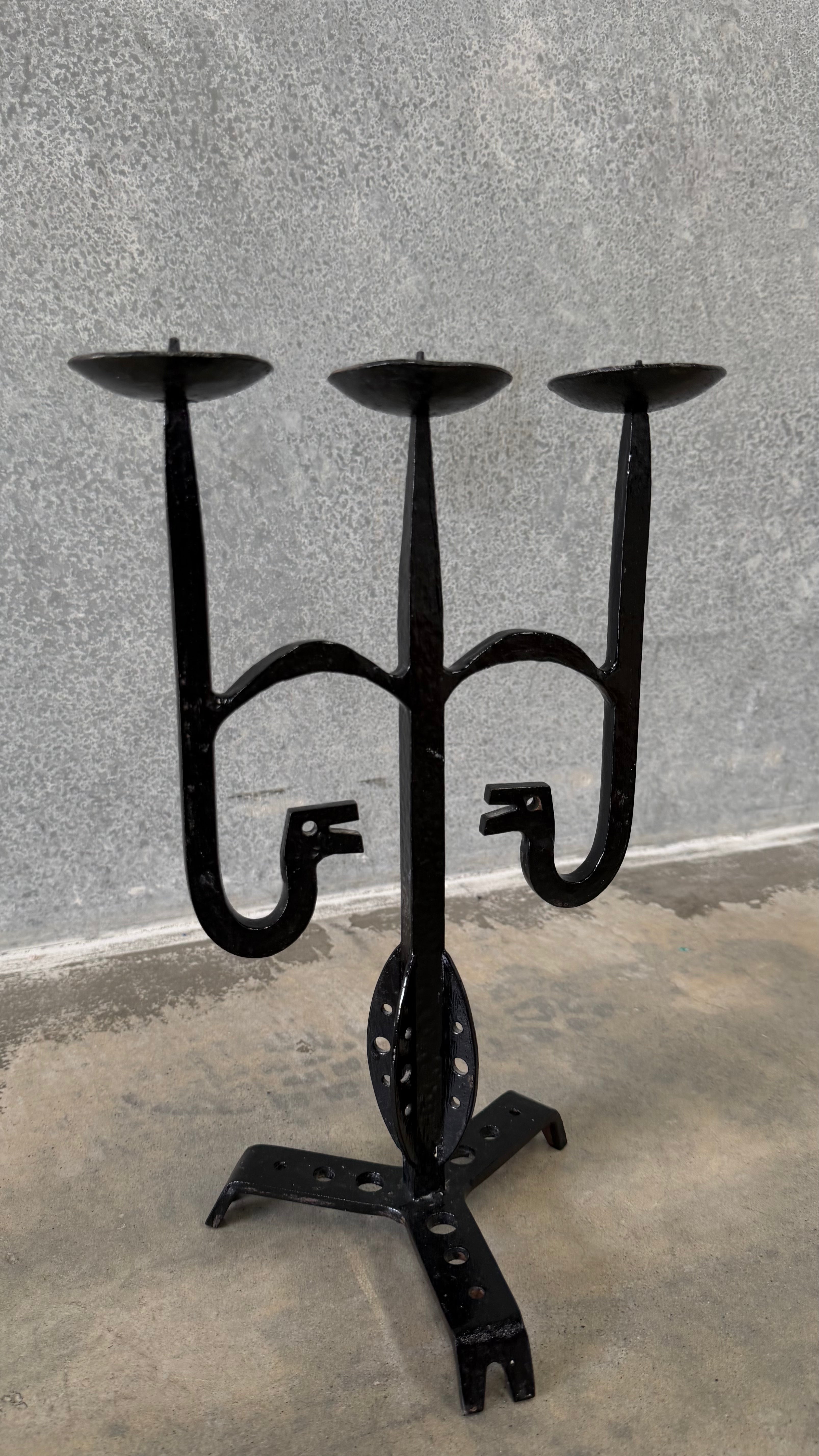 Brutalist Wrought Iron Candelabra