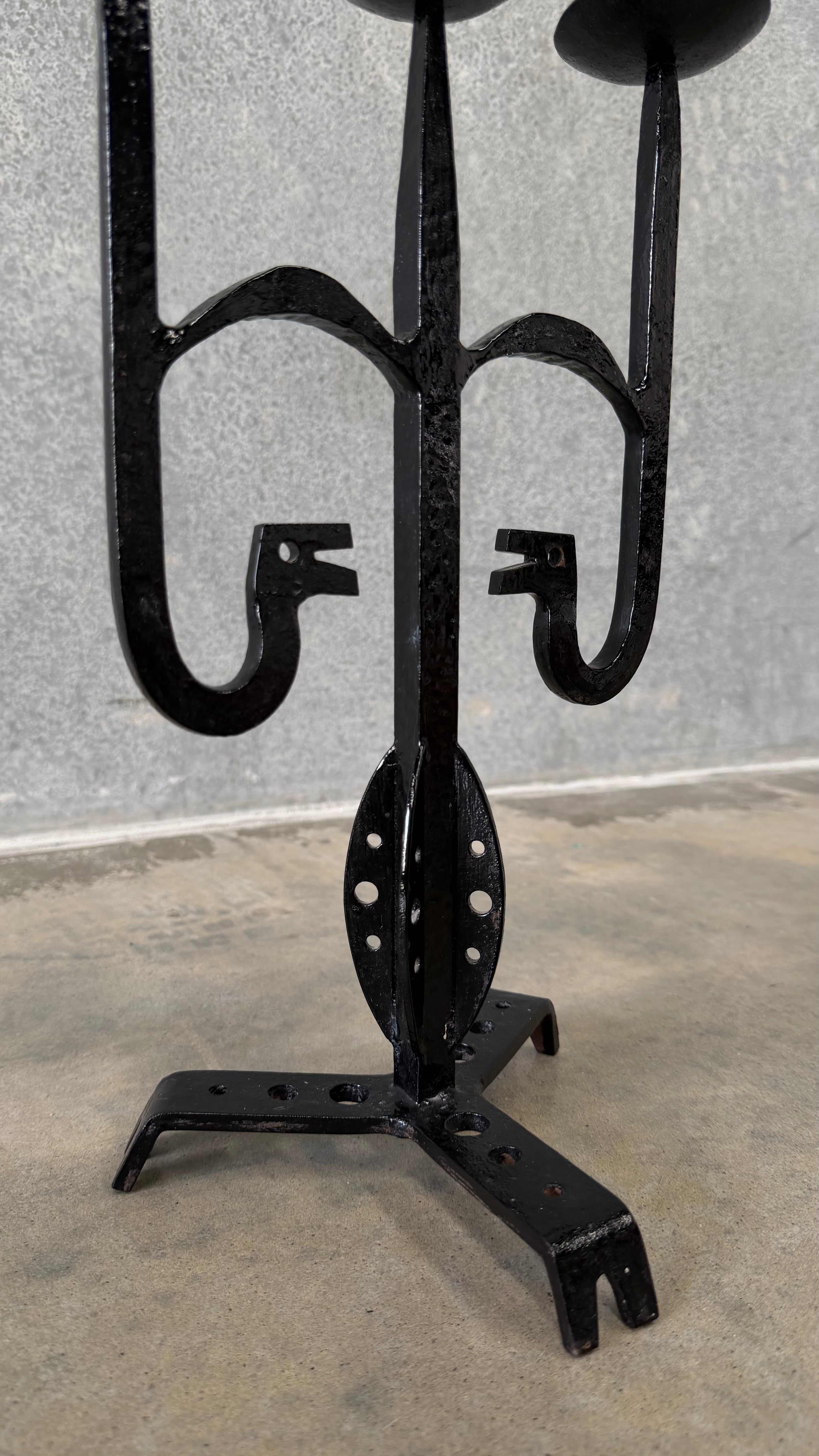 Brutalist Wrought Iron Candelabra