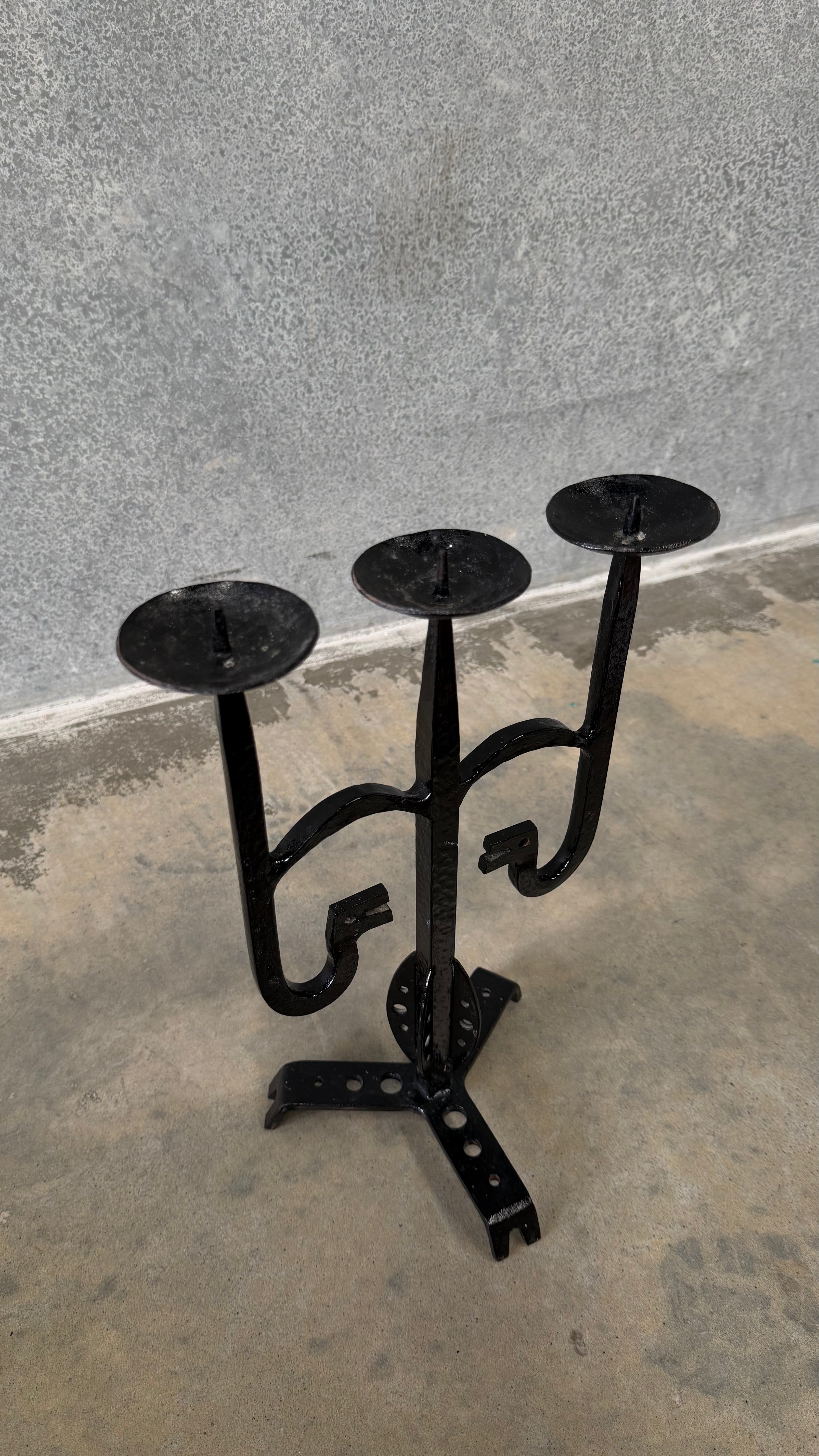 Brutalist Wrought Iron Candelabra