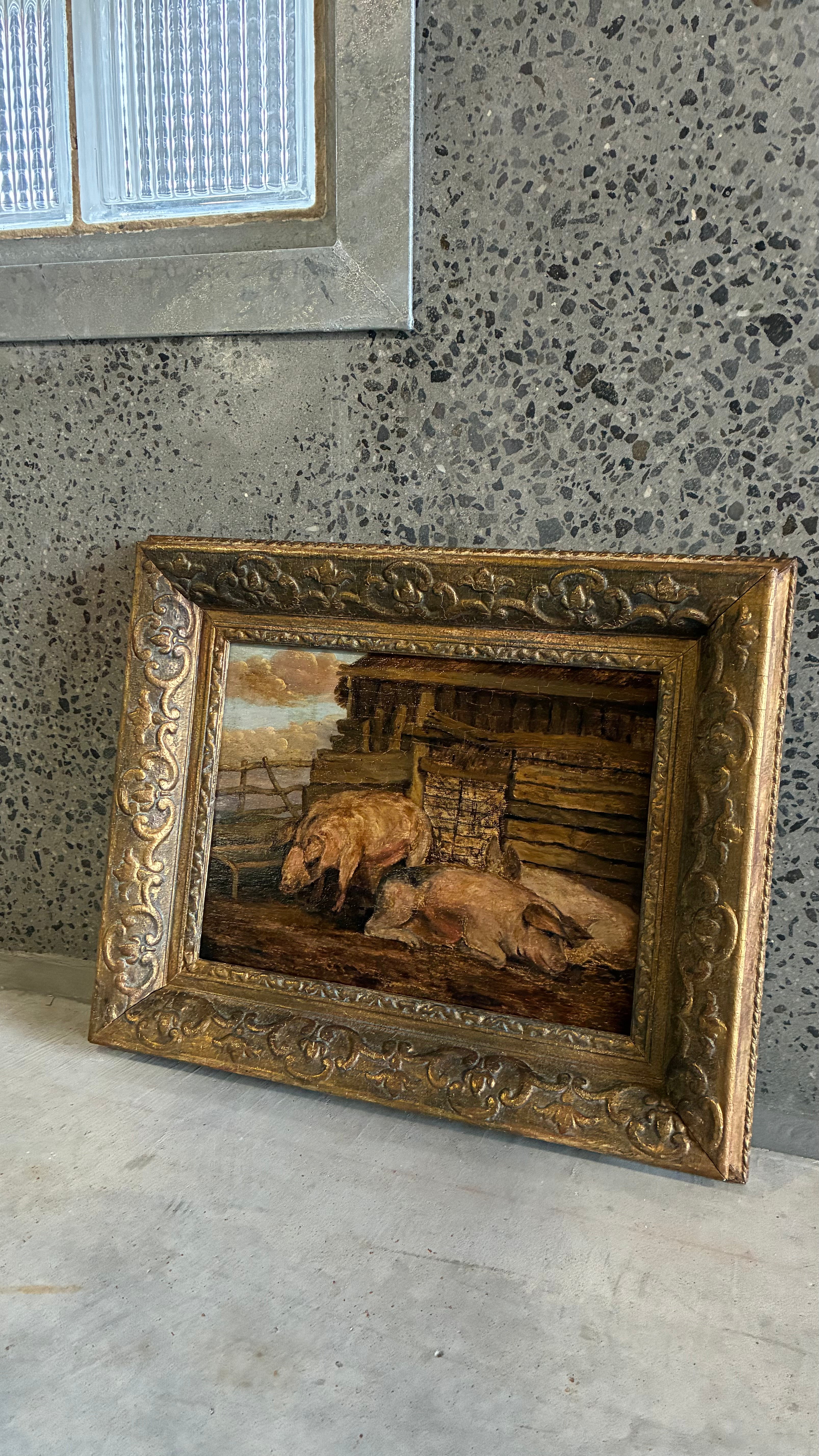 PIGS AT PLAY IN THE STYLE OF GEORGE MORLAND