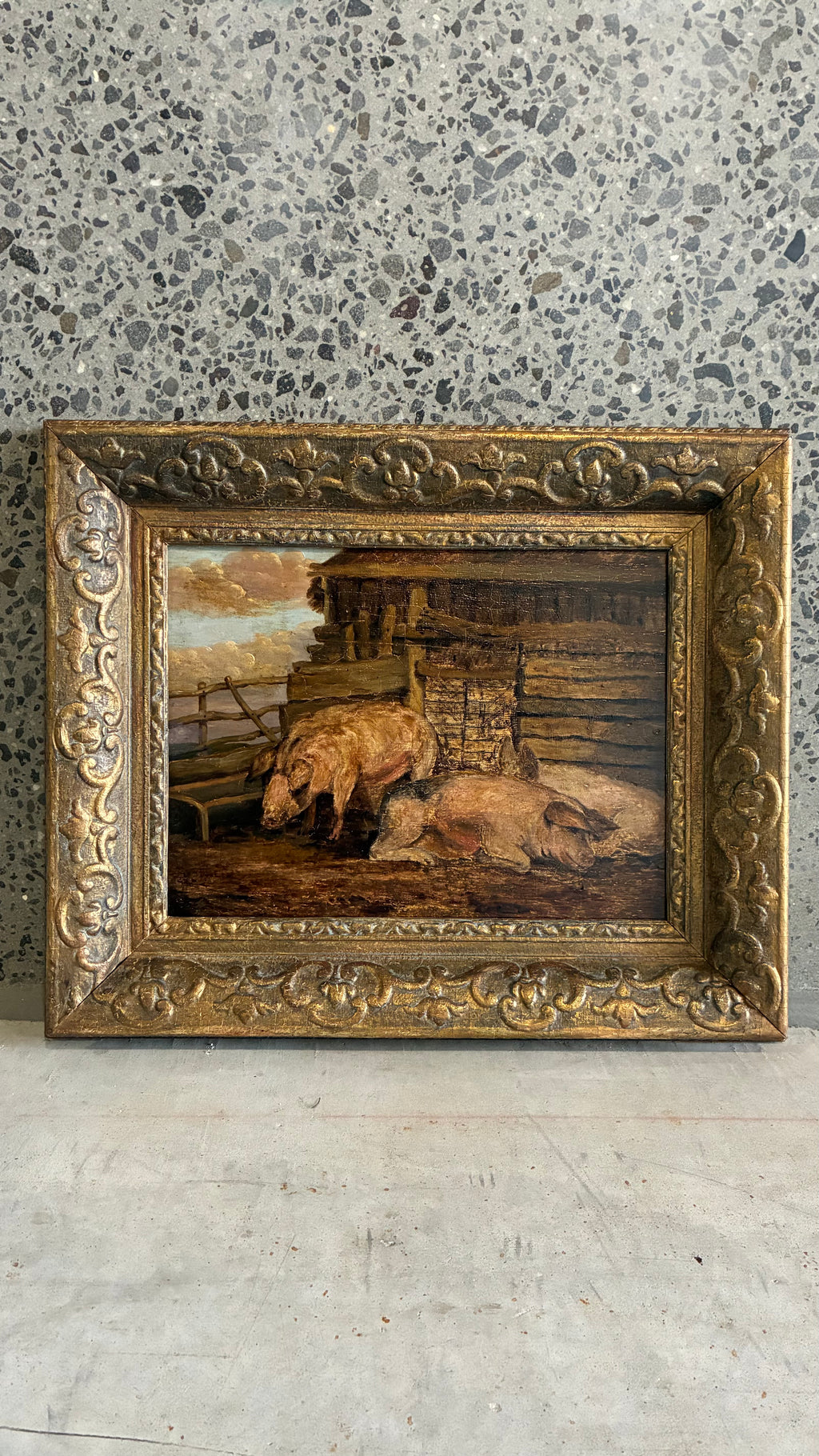 PIGS AT PLAY IN THE STYLE OF GEORGE MORLAND