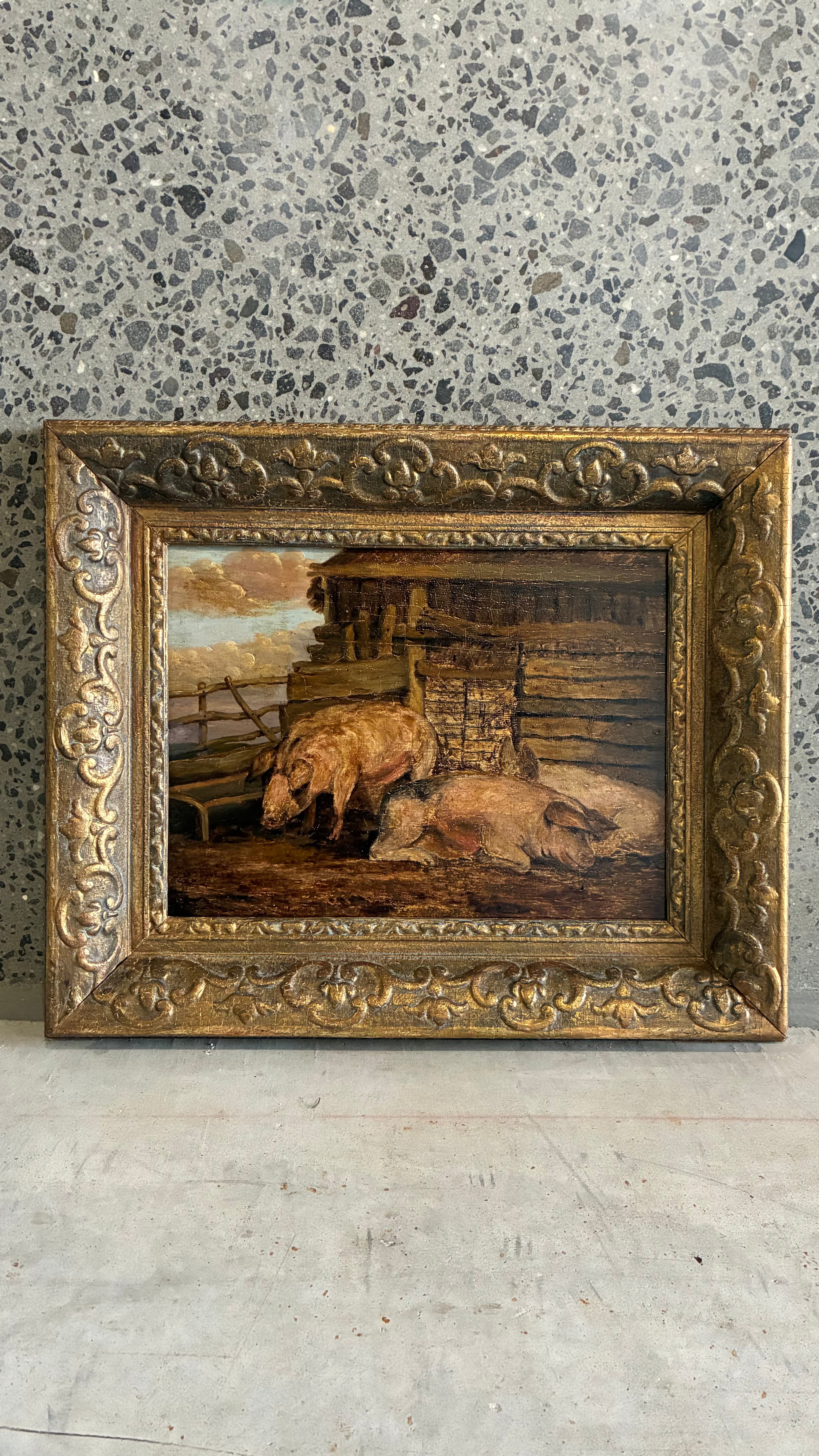PIGS AT PLAY IN THE STYLE OF GEORGE MORLAND
