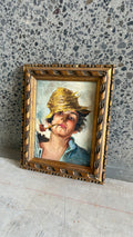 ITALIAN SCHOOL PAINTING - BOY WITH PIPE AND STRAW HAT