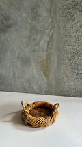 VINTAGE JAPANESE RATTAN SPIRAL TRAY 1960s