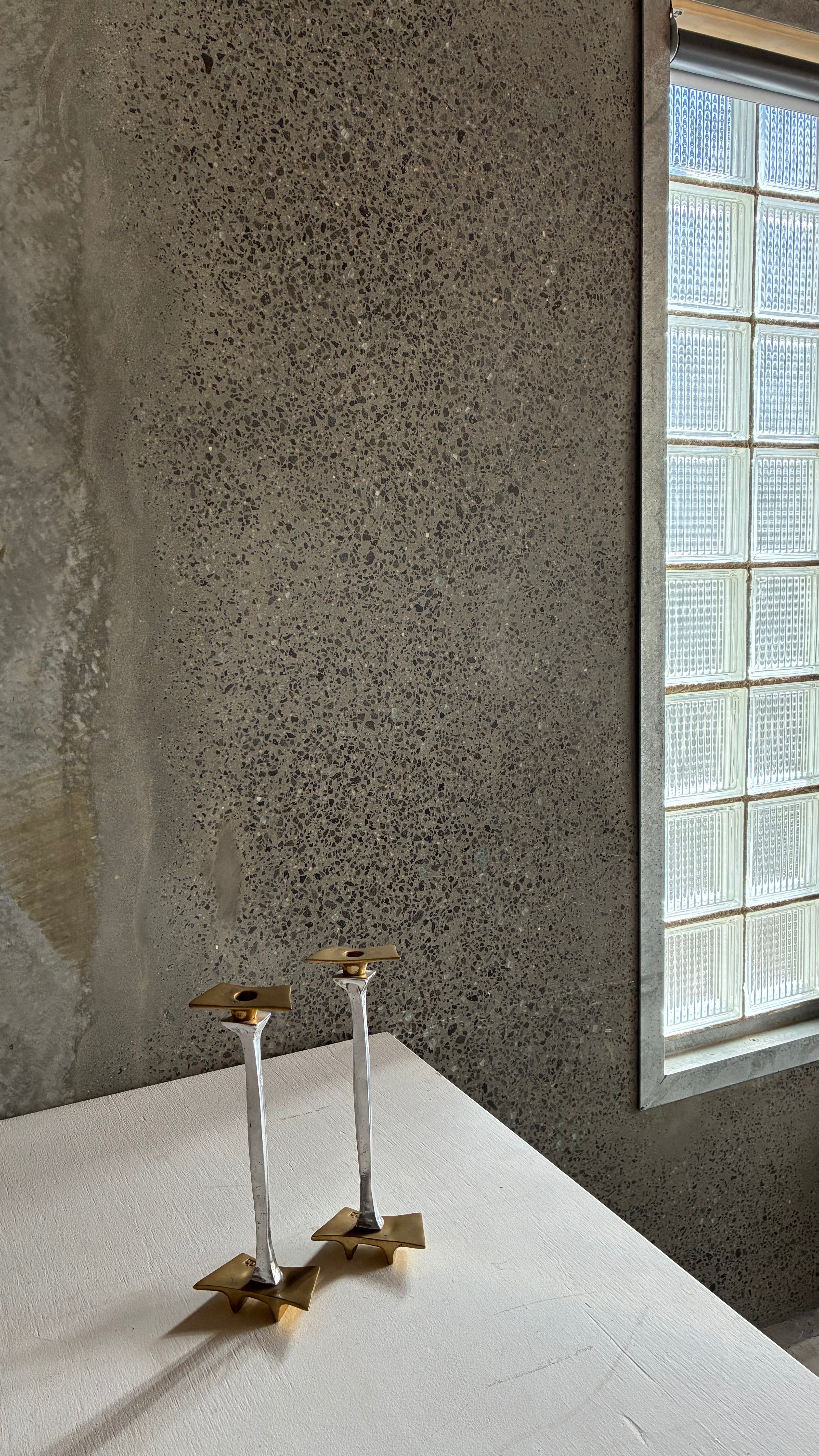 BRUTALIST CANDLESTICKS BY DAVID MARSHALL SPAIN 1970s