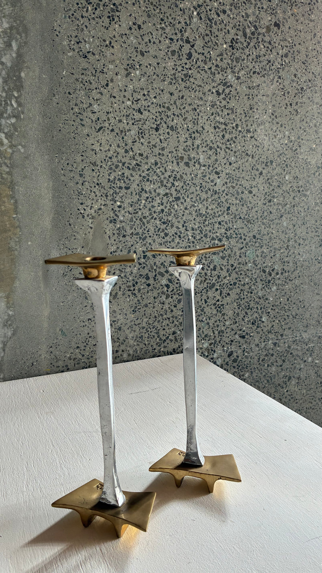 BRUTALIST CANDLESTICKS BY DAVID MARSHALL SPAIN 1970s